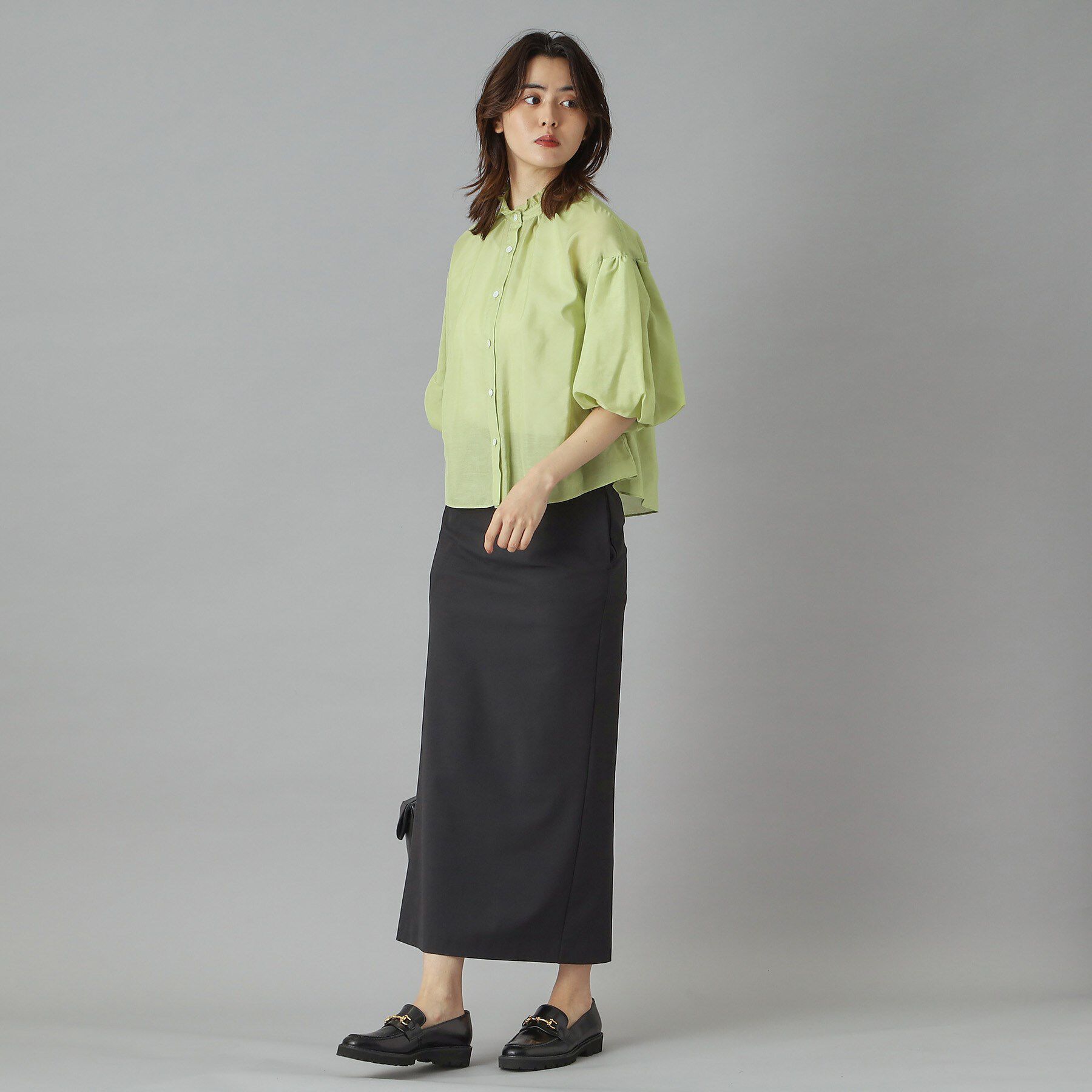 DRESSTERIOR「【洗える】スタンドフリルボリュームスリーブブラウス」|シャツ・ブラウス|