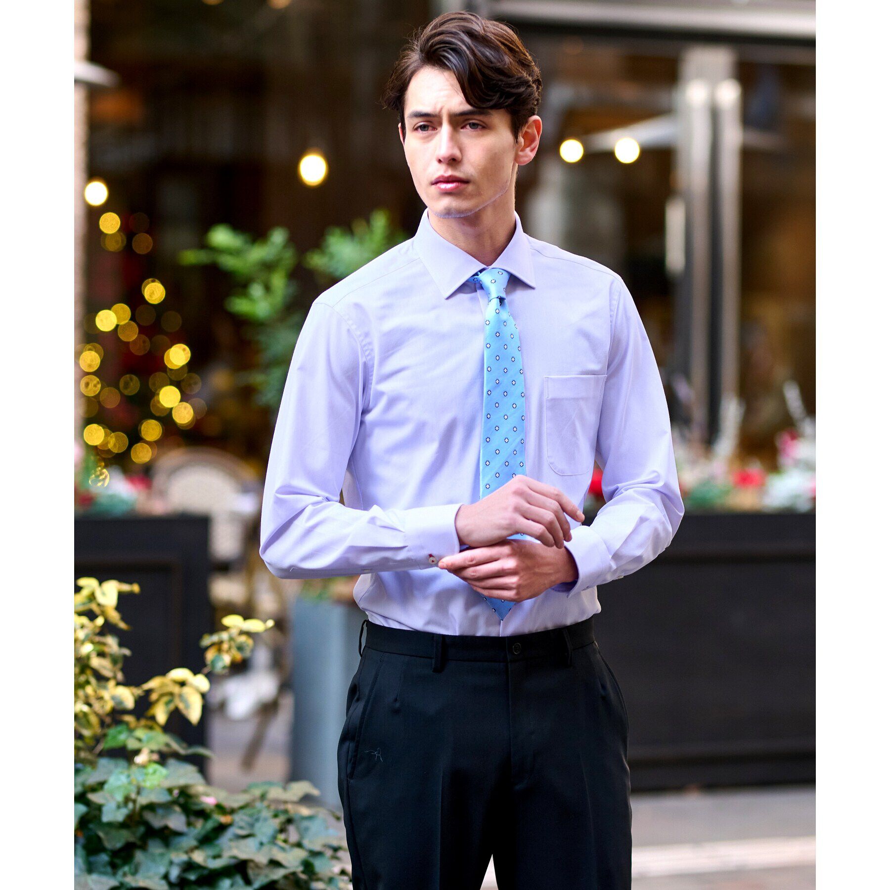 DRESSTERIOR「ドビーツイル パープルドレスシャツ」|シャツ・ブラウス|