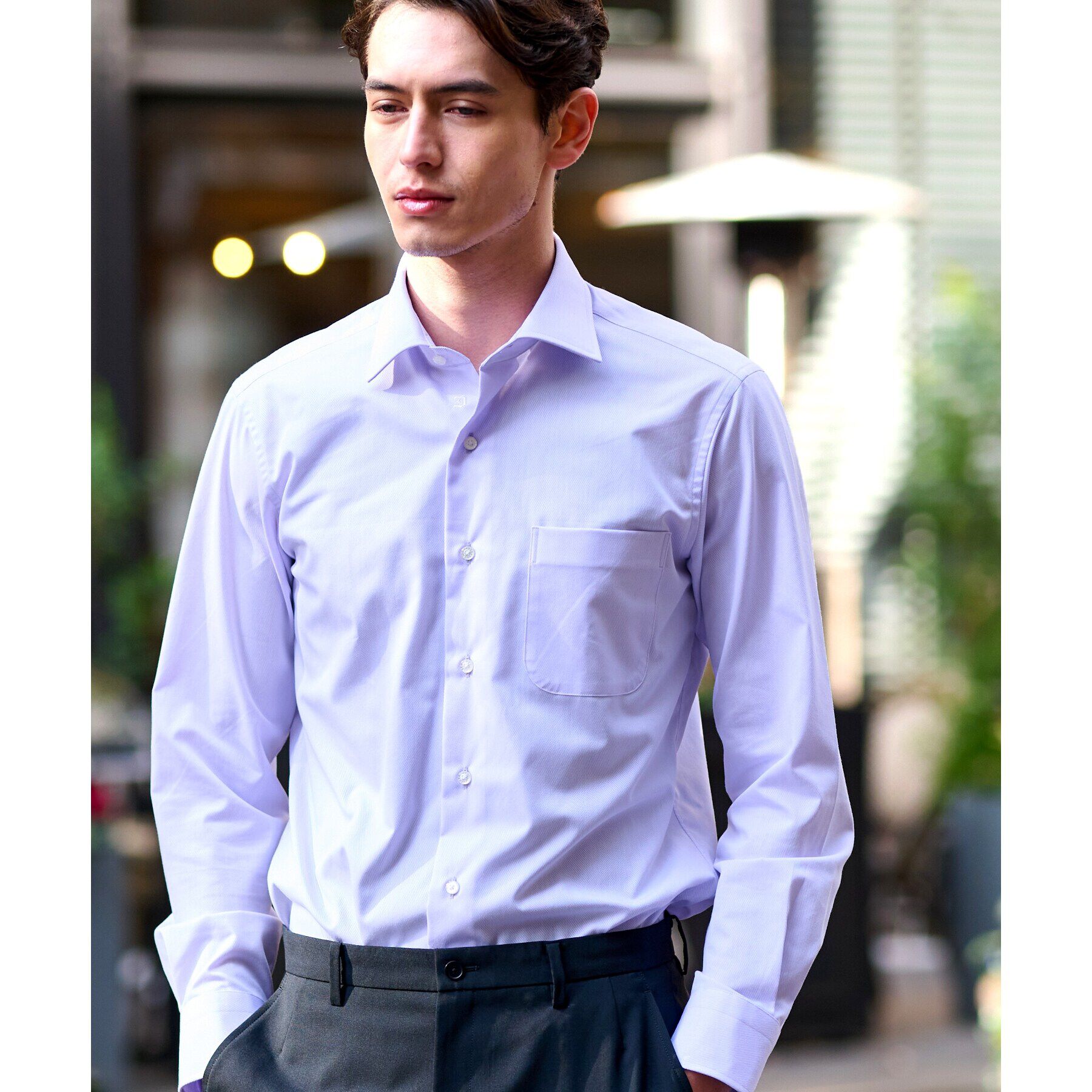 DRESSTERIOR「ドビーツイル パープルドレスシャツ」|シャツ・ブラウス|