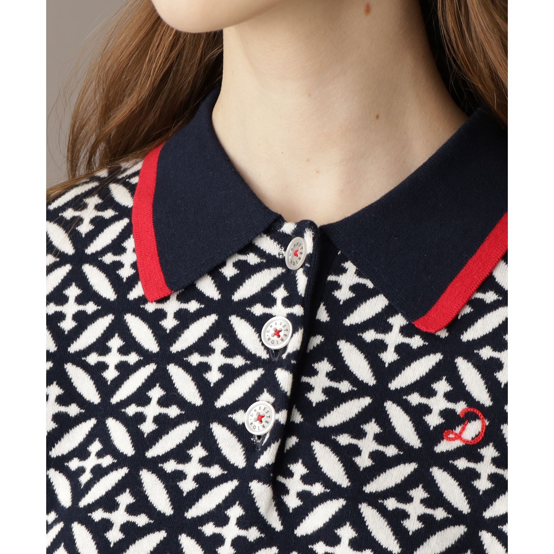 DRESSTERIOR「オーバーラップサークルジャカードポロニット」|ニット・セーター|