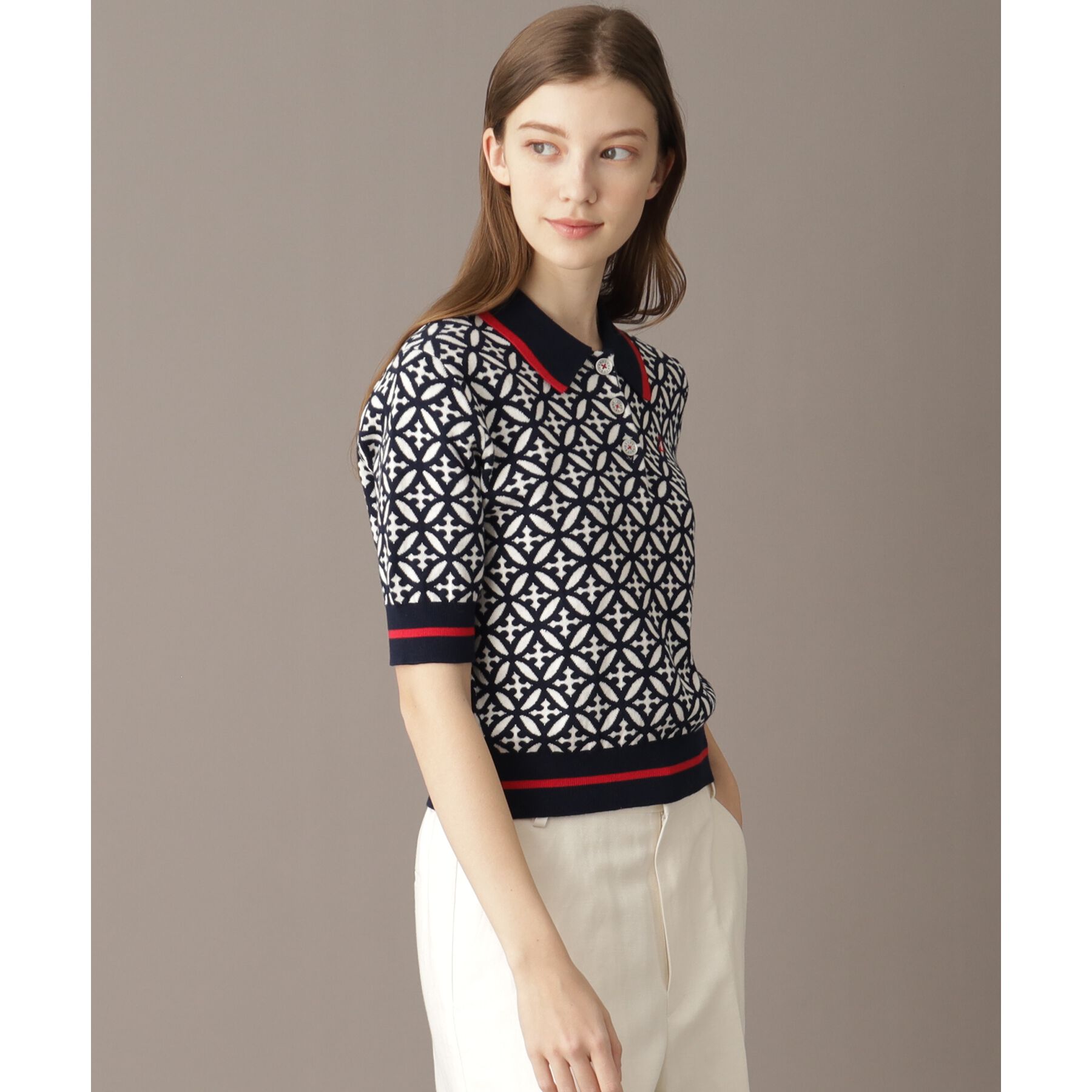 DRESSTERIOR「オーバーラップサークルジャカードポロニット」|ニット・セーター|