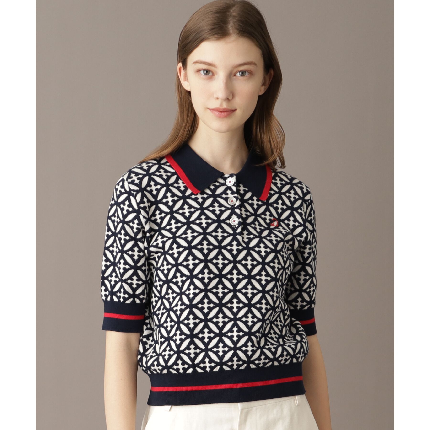 DRESSTERIOR「オーバーラップサークルジャカードポロニット」|ニット・セーター|