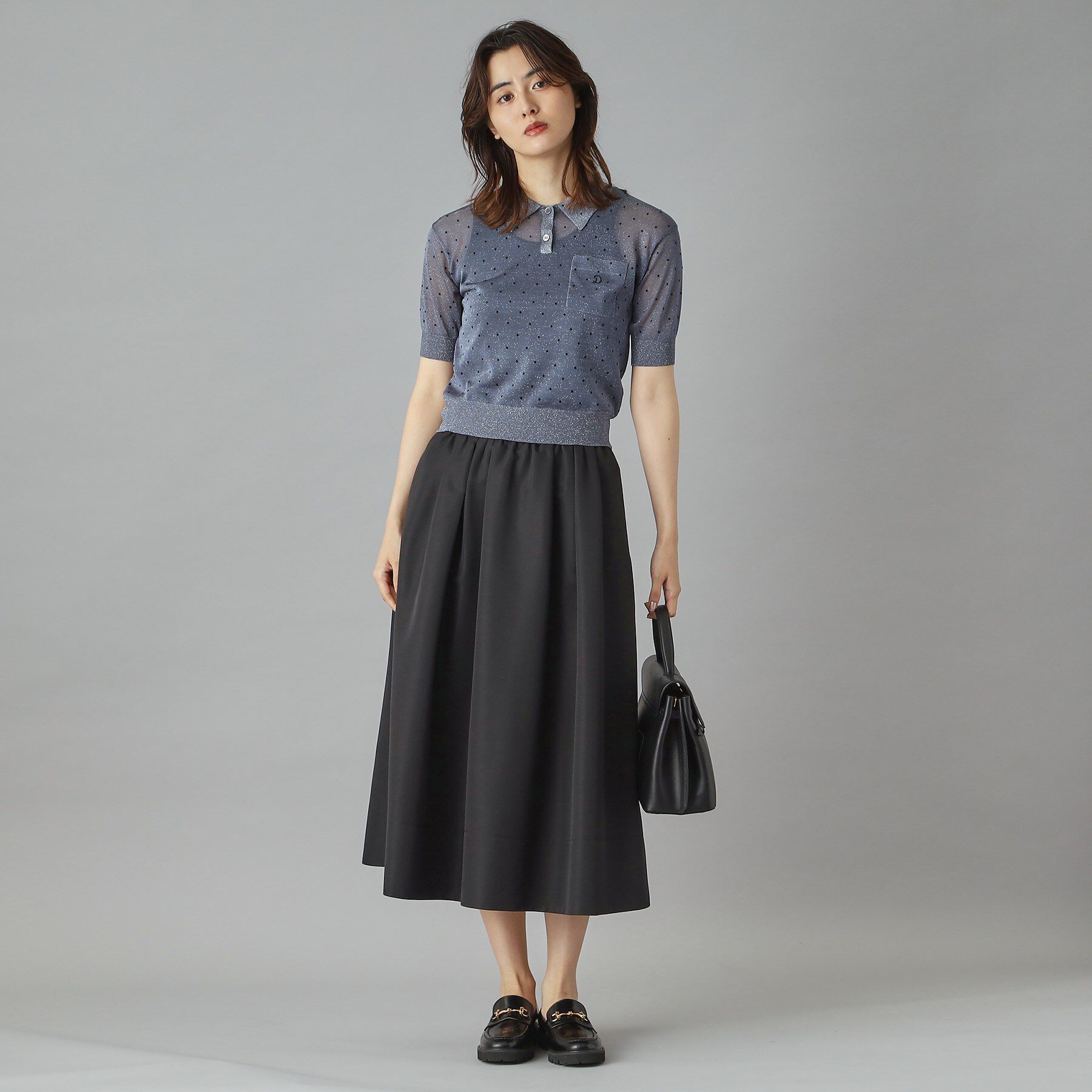 DRESSTERIOR「ドットシアーポロニット」|ポロシャツ|