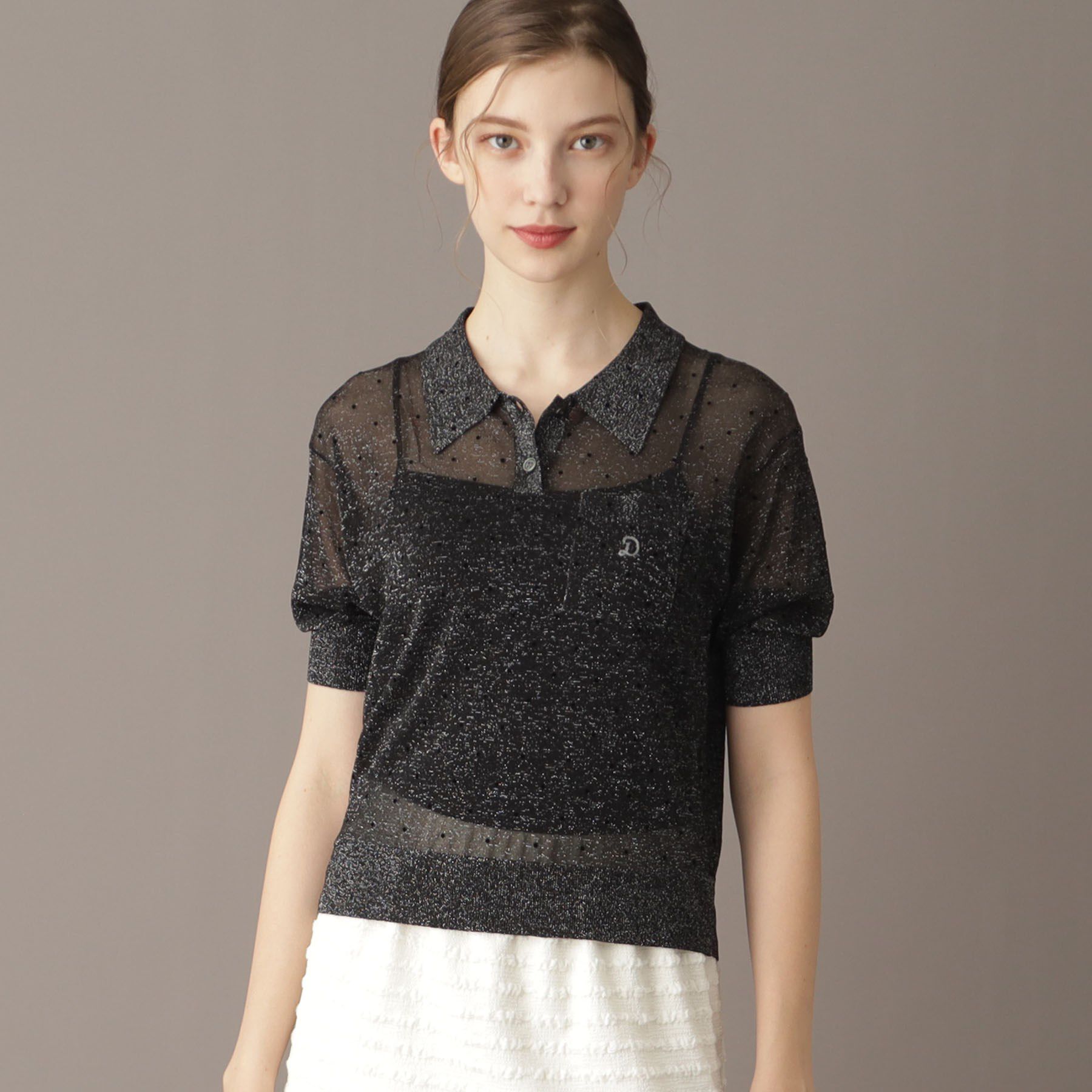 DRESSTERIOR「ドットシアーポロニット」|ポロシャツ|