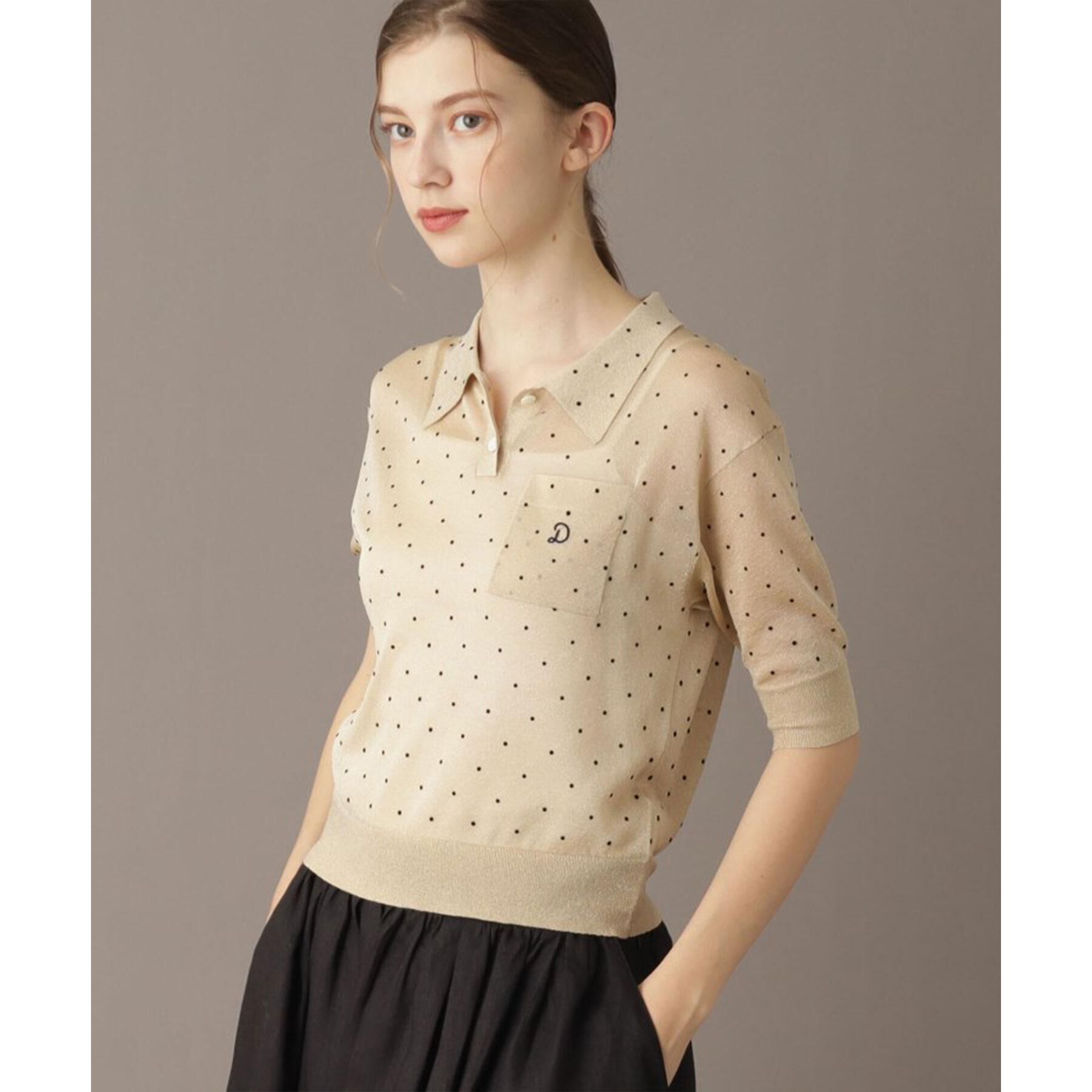 DRESSTERIOR「ドットシアーポロニット」|ポロシャツ|ベージュ(152)