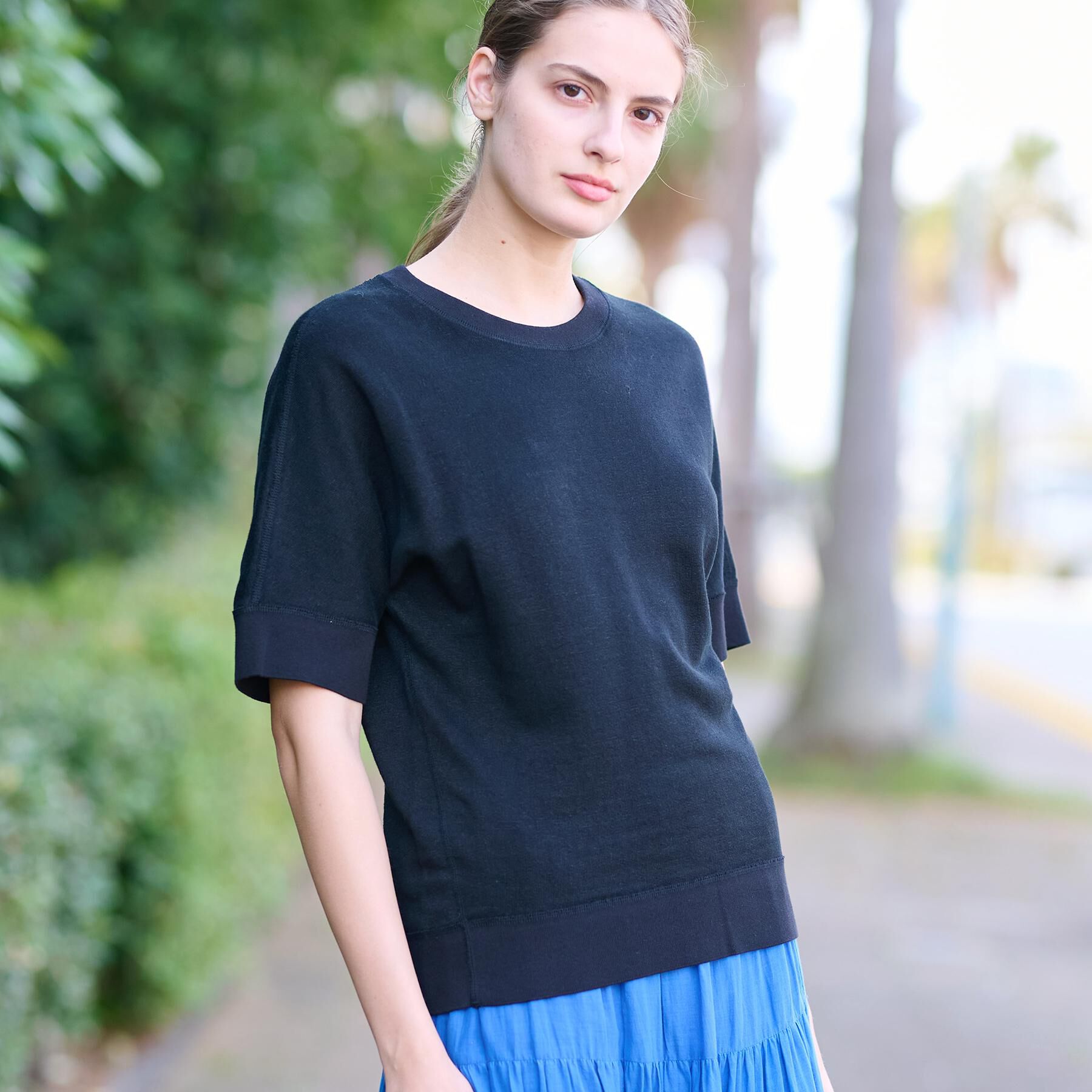 DRESSTERIOR「【毎年人気！／洗える】リネン裏毛ハーフスリーブプルオーバー」|Tシャツ・カットソー|ブラック(019)