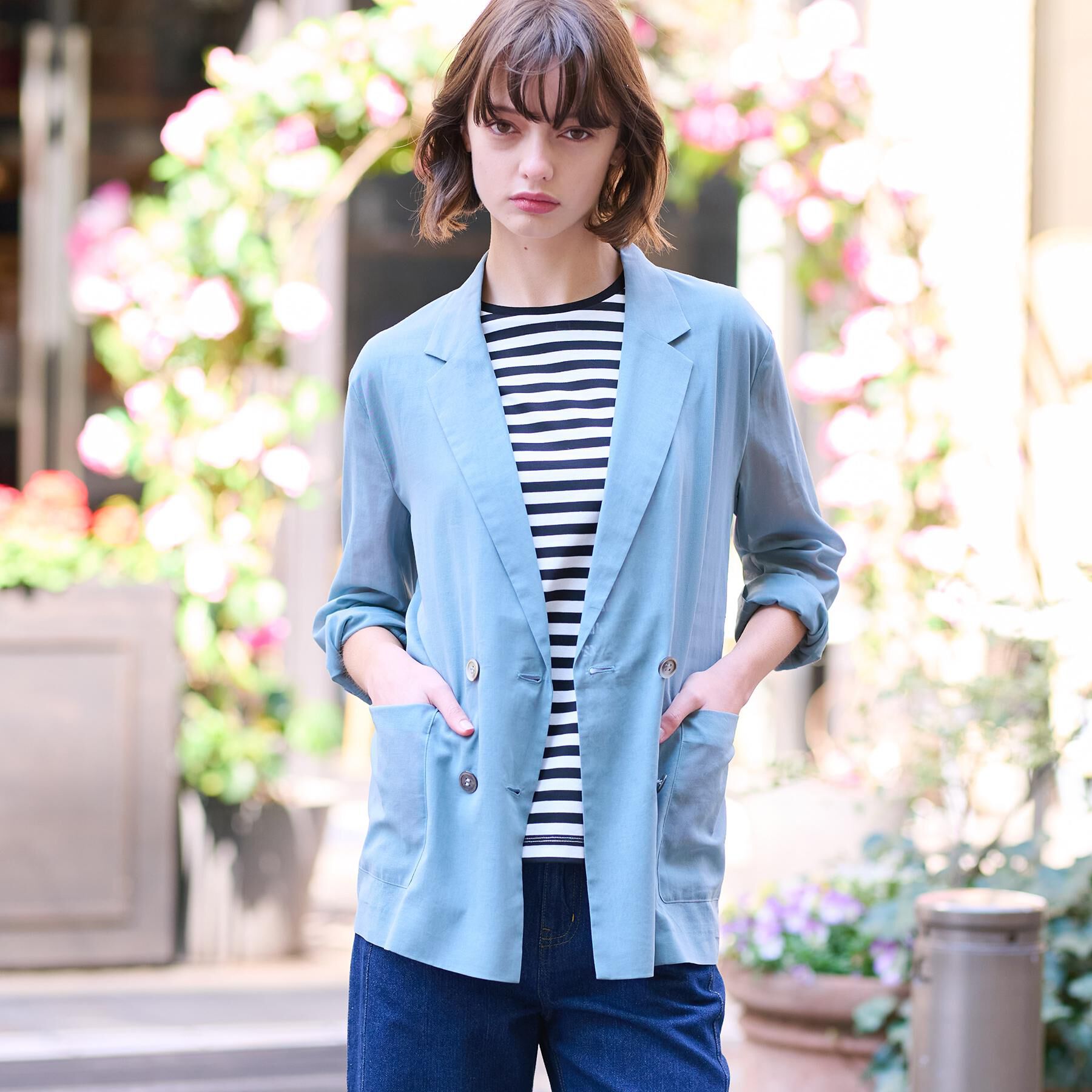 DRESSTERIOR「【清涼感/洗える】エアリーシアーダブルジャケット」|テーラードジャケット|