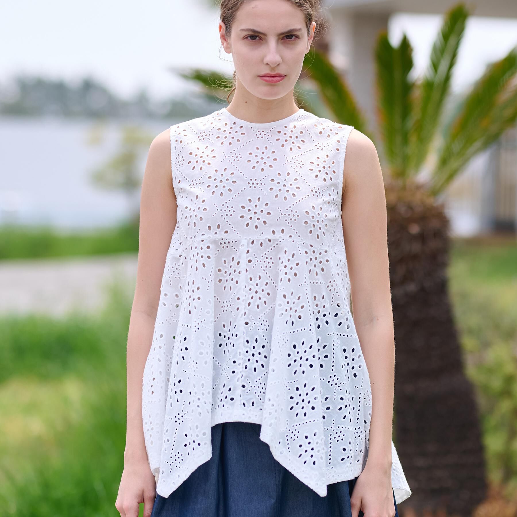 DRESSTERIOR「【コットン100％/洗える】カットワークレースブラウス」|シャツ・ブラウス|ホワイト(001)