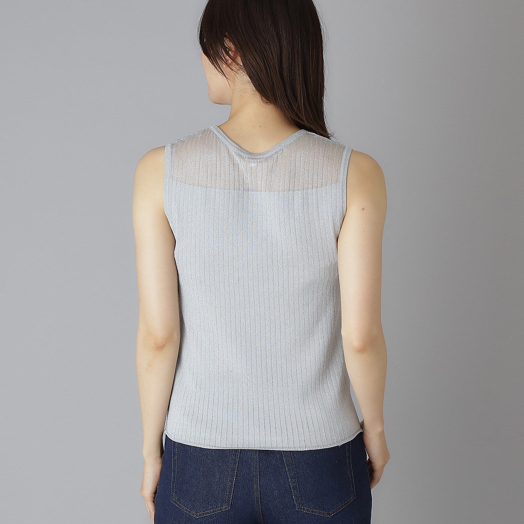 DRESSTERIOR「デコルテシアーノースリーブニット」|ニット・セーター|