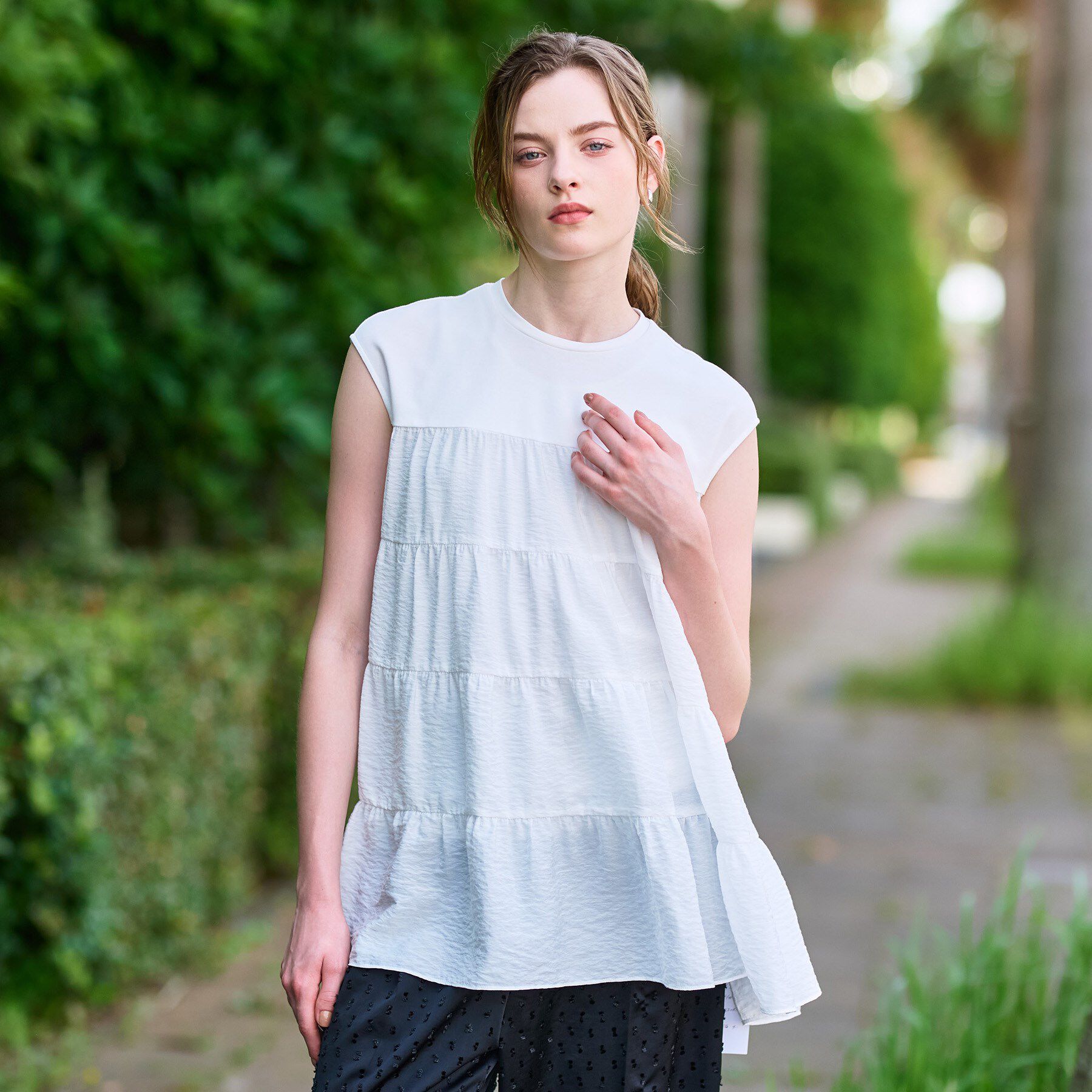 DRESSTERIOR「【接触冷感/イージーケア】ティアードコンビカットソー」|Tシャツ・カットソー|