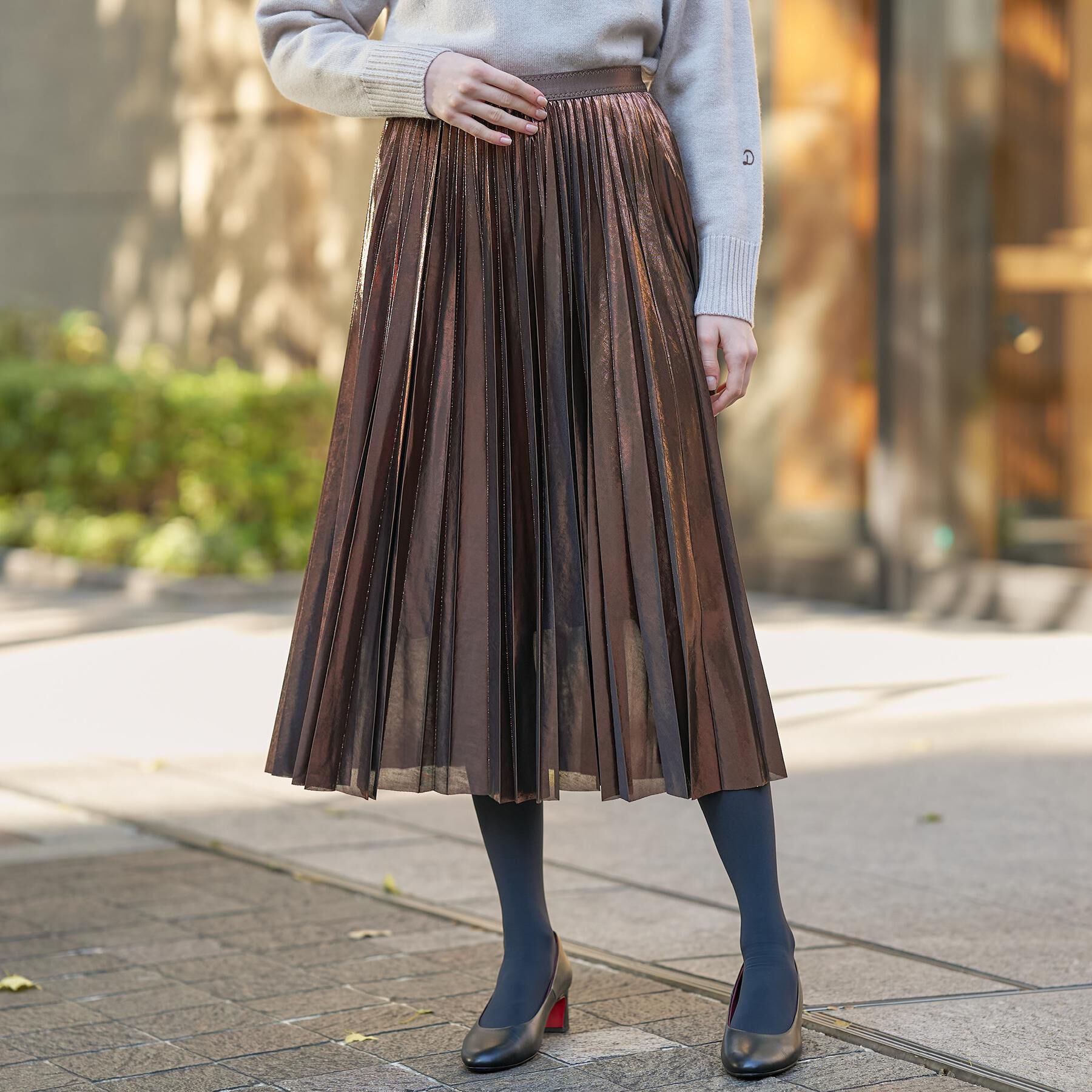 DRESSTERIOR「【洗える/ストレッチ性/オンオフ】箔プリントプリーツスカート」|スカート|