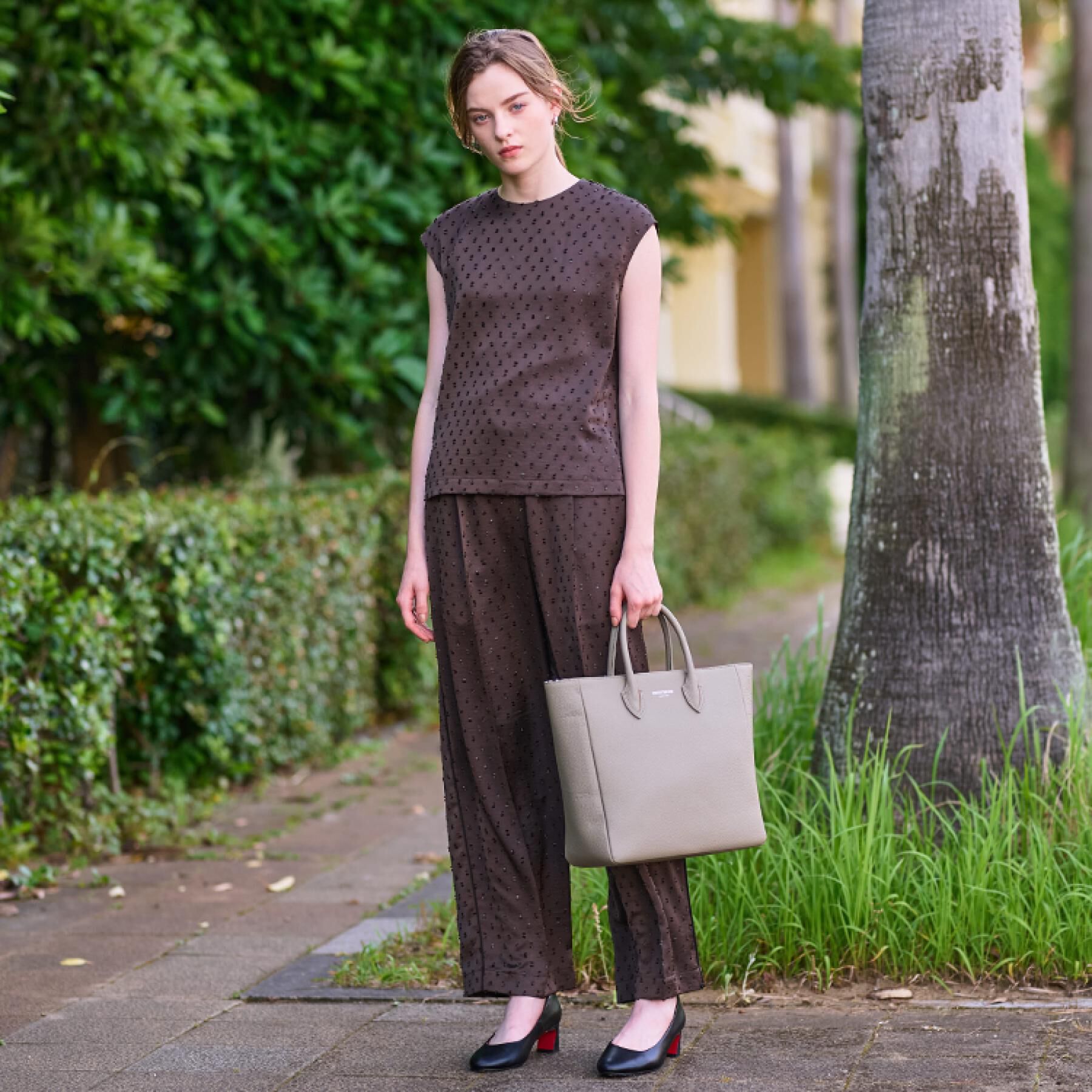 DRESSTERIOR「【セットアップ可/イージーケア】ドビーサテンフレンチスリーブブラウス」|シャツ・ブラウス|