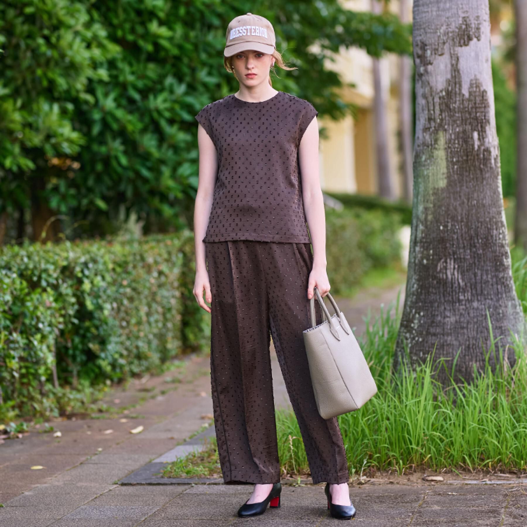 DRESSTERIOR「【セットアップ可/イージーケア】ドビーサテンフレンチスリーブブラウス」|シャツ・ブラウス|