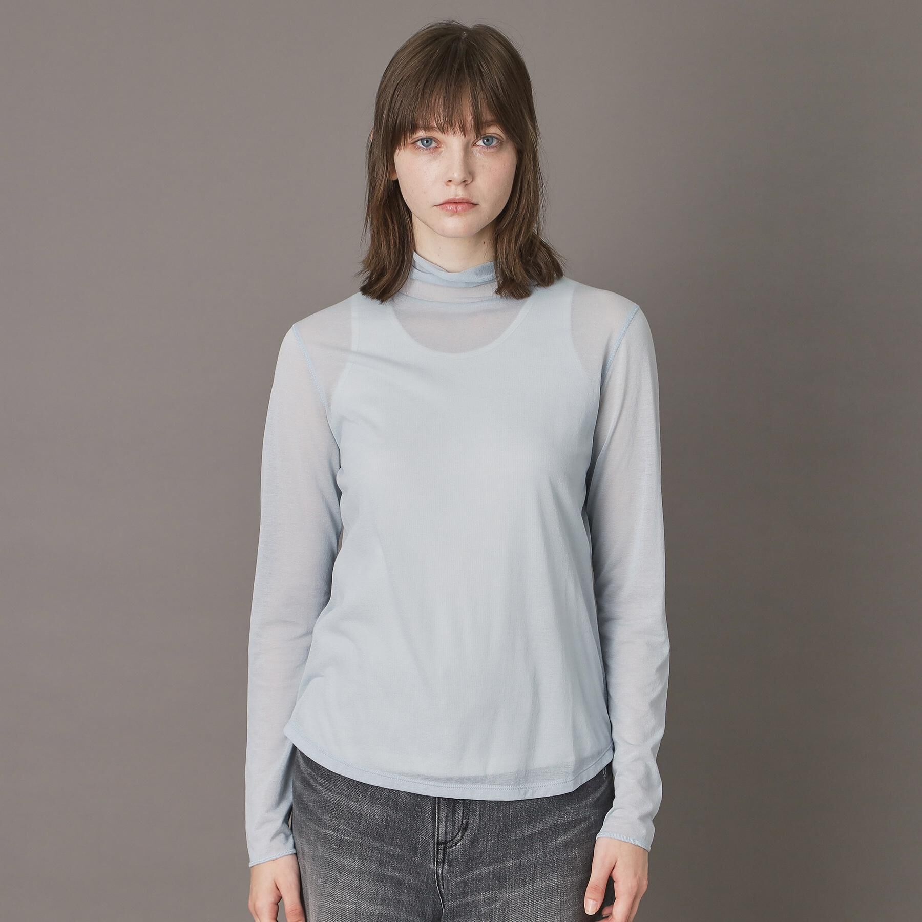 DRESSTERIOR「【シアー素材】シアータートルトップス」|Tシャツ・カットソー|サックスブルー(09