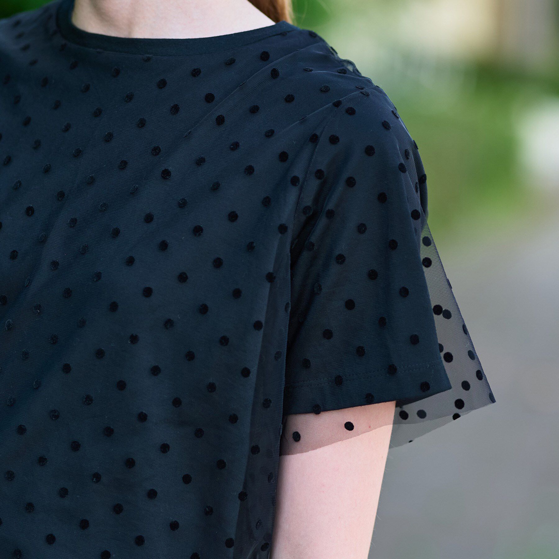 DRESSTERIOR「【洗える／シアー素材】ドットチュールレイヤードTシャツ」|Tシャツ・カットソー|