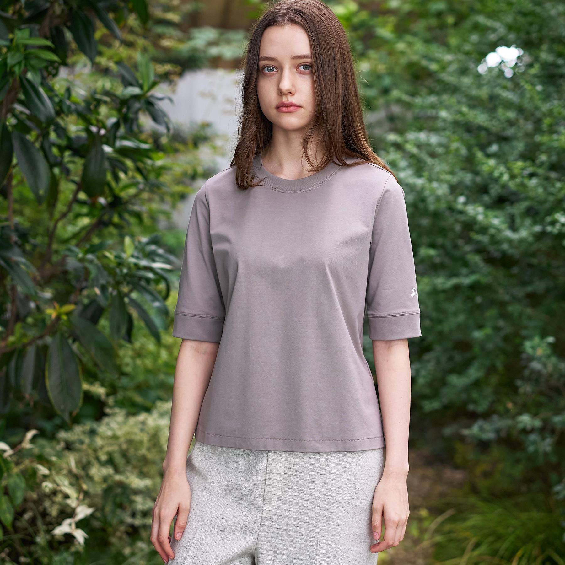 DRESSTERIOR「【洗える/五分丈】バックブリーズテック五分丈Tシャツ」|Tシャツ・カットソー|モカブラウン(042