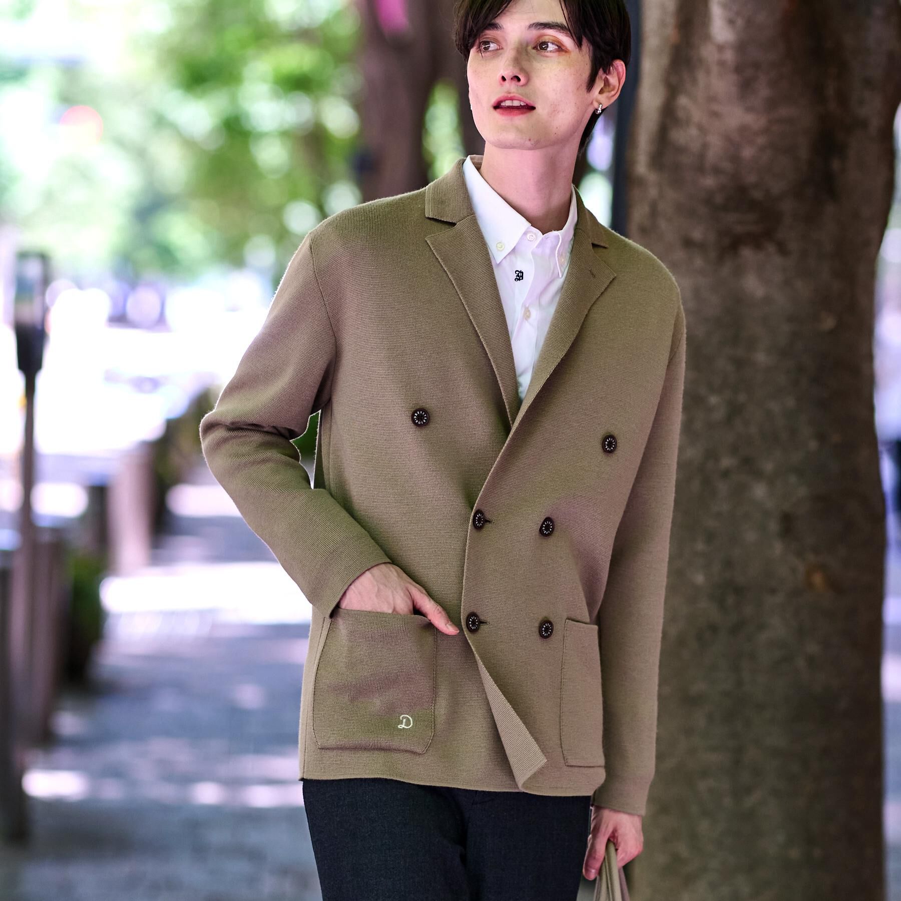 DRESSTERIOR「ダブルブレスト ニットジャケット」|テーラードジャケット|