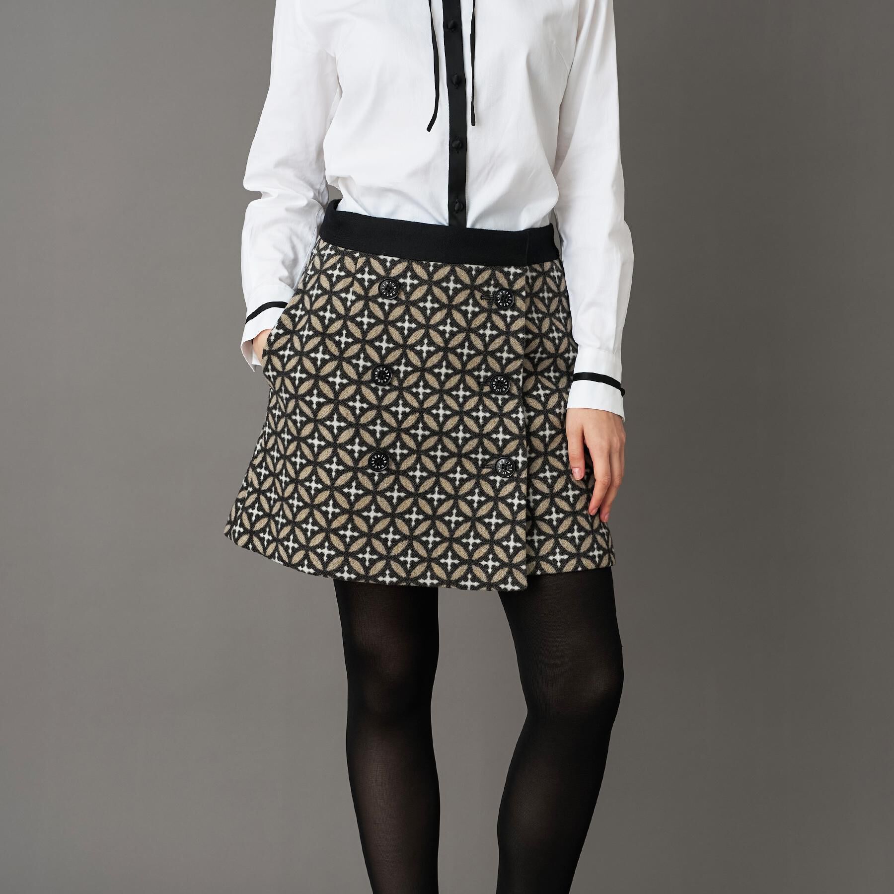 DRESSTERIOR「オーバーラップジャカードミニスカート」|スカート|