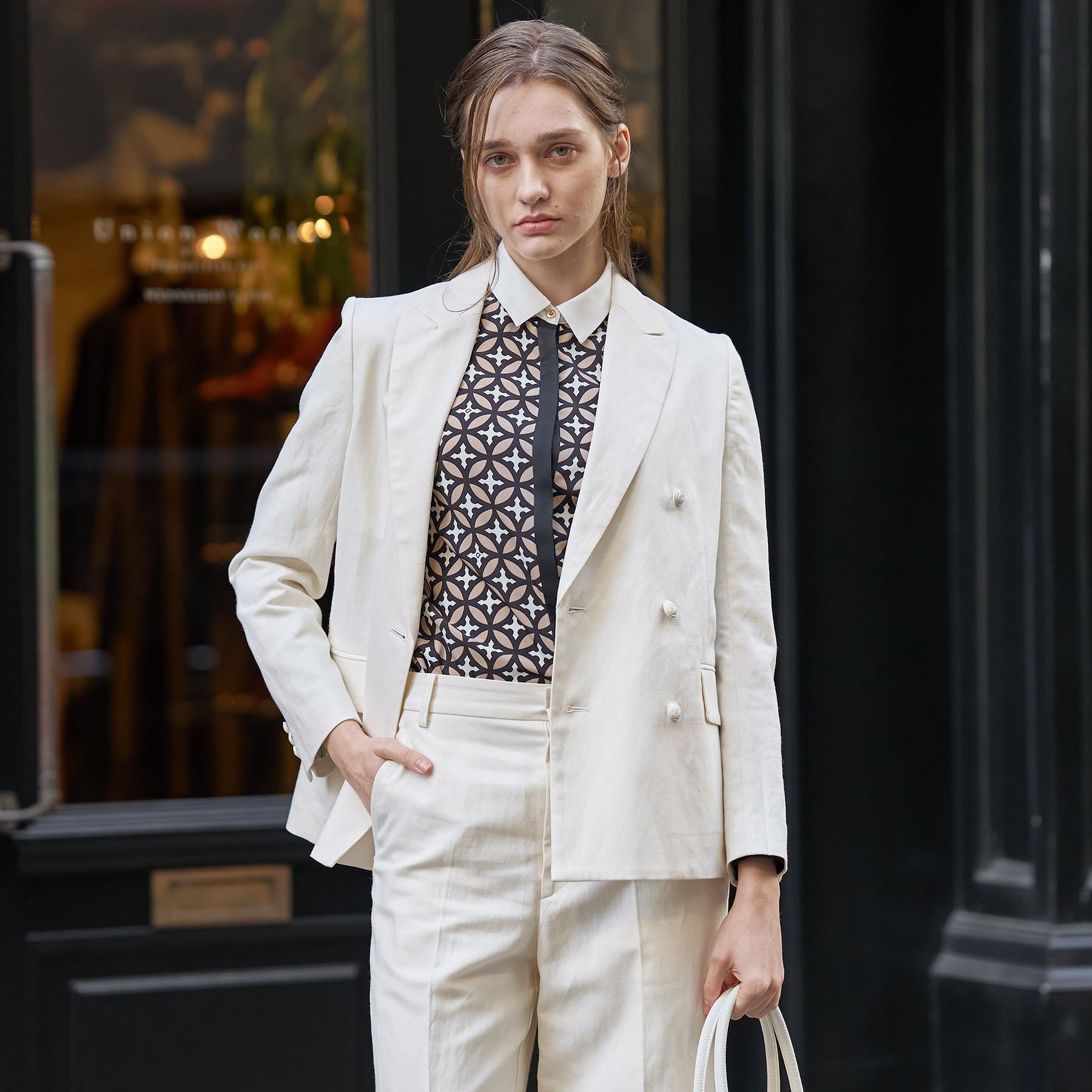 DRESSTERIOR「【セットアップ可】リネンブレンドダブルブレストジャケット」|テーラードジャケット|