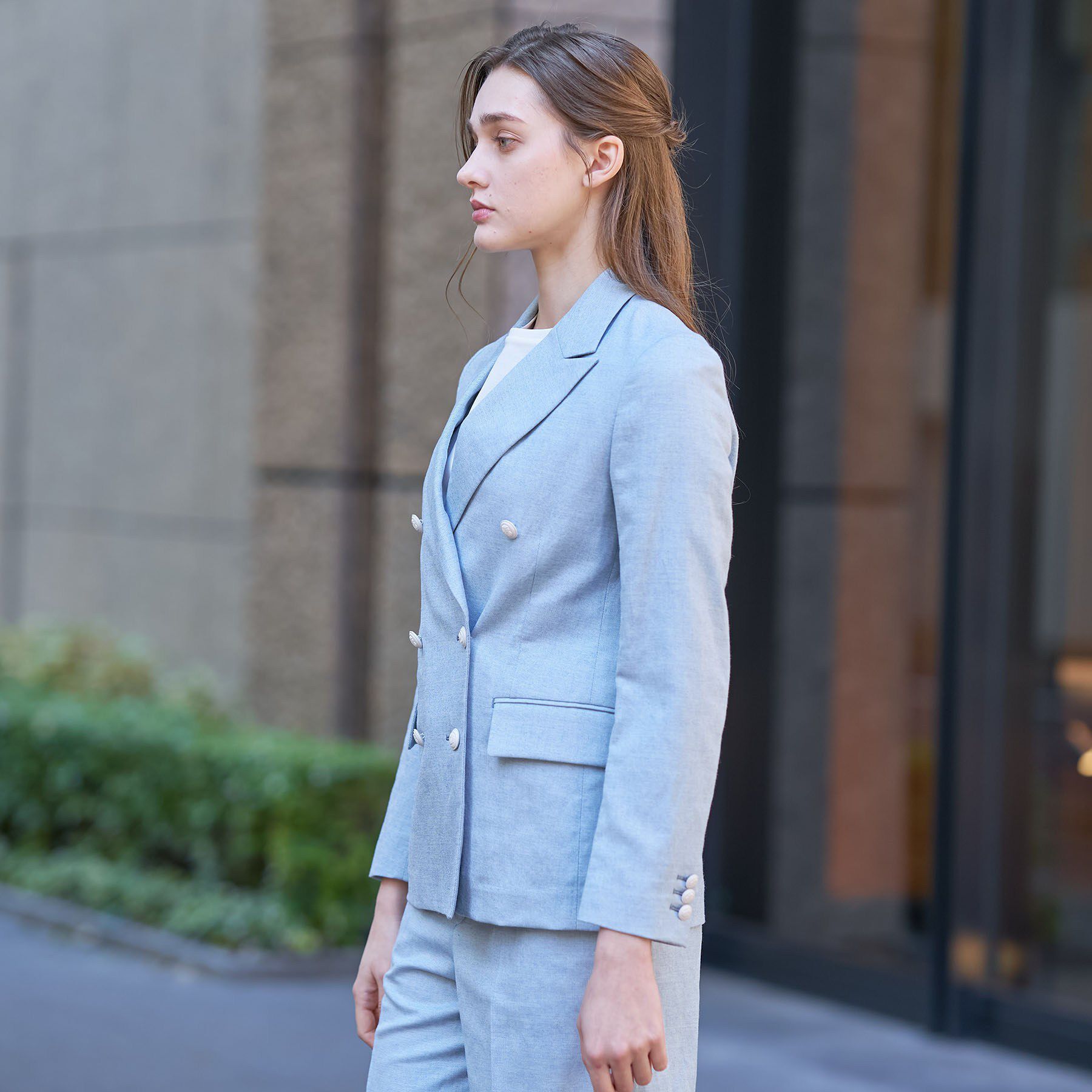 DRESSTERIOR「【セットアップ可】リネンブレンドダブルブレストジャケット」|テーラードジャケット|