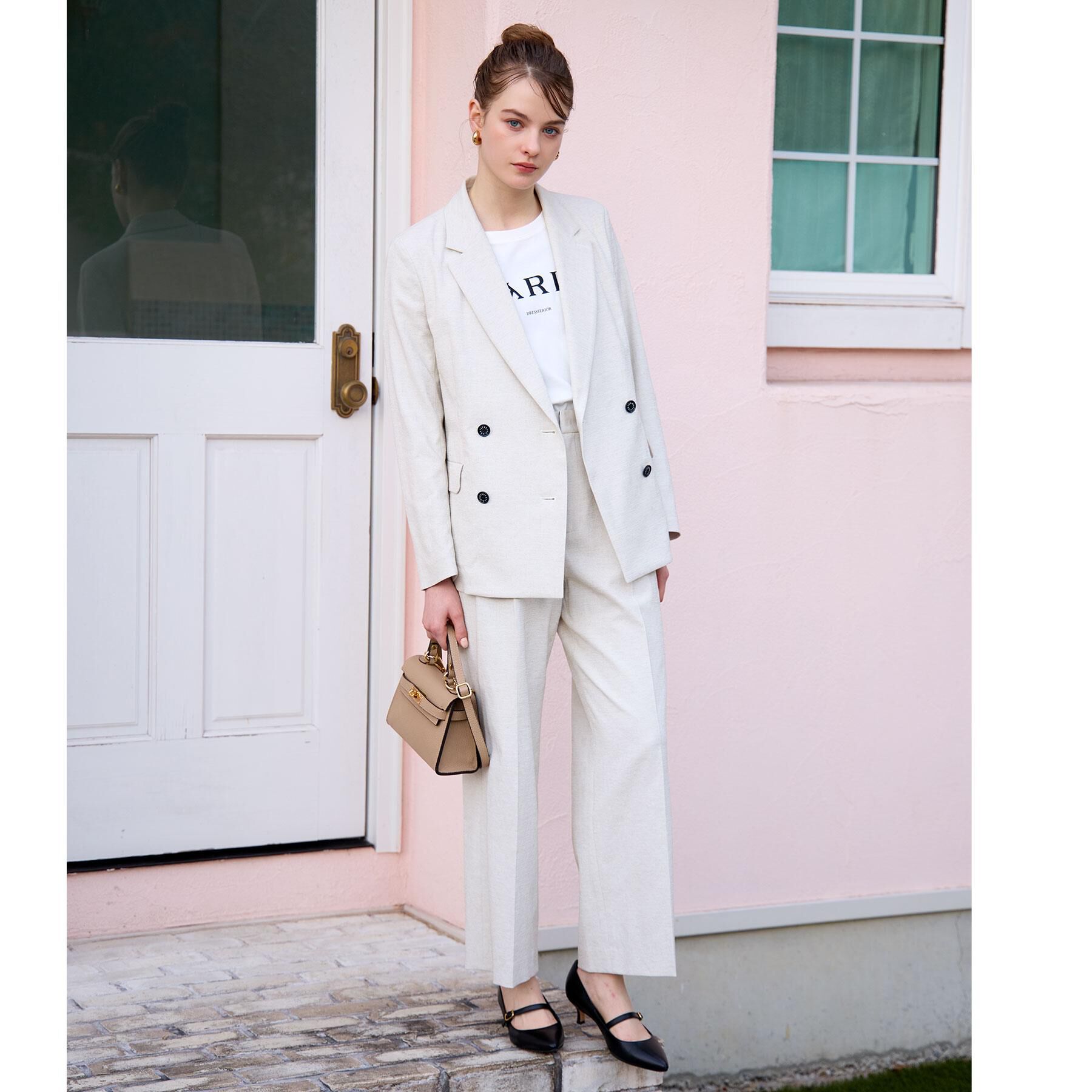 DRESSTERIOR「【セットアップ/可吸水速乾/ウォッシャブル】リネンブレンドオックスダブルジャケット」|テーラードジャケット|