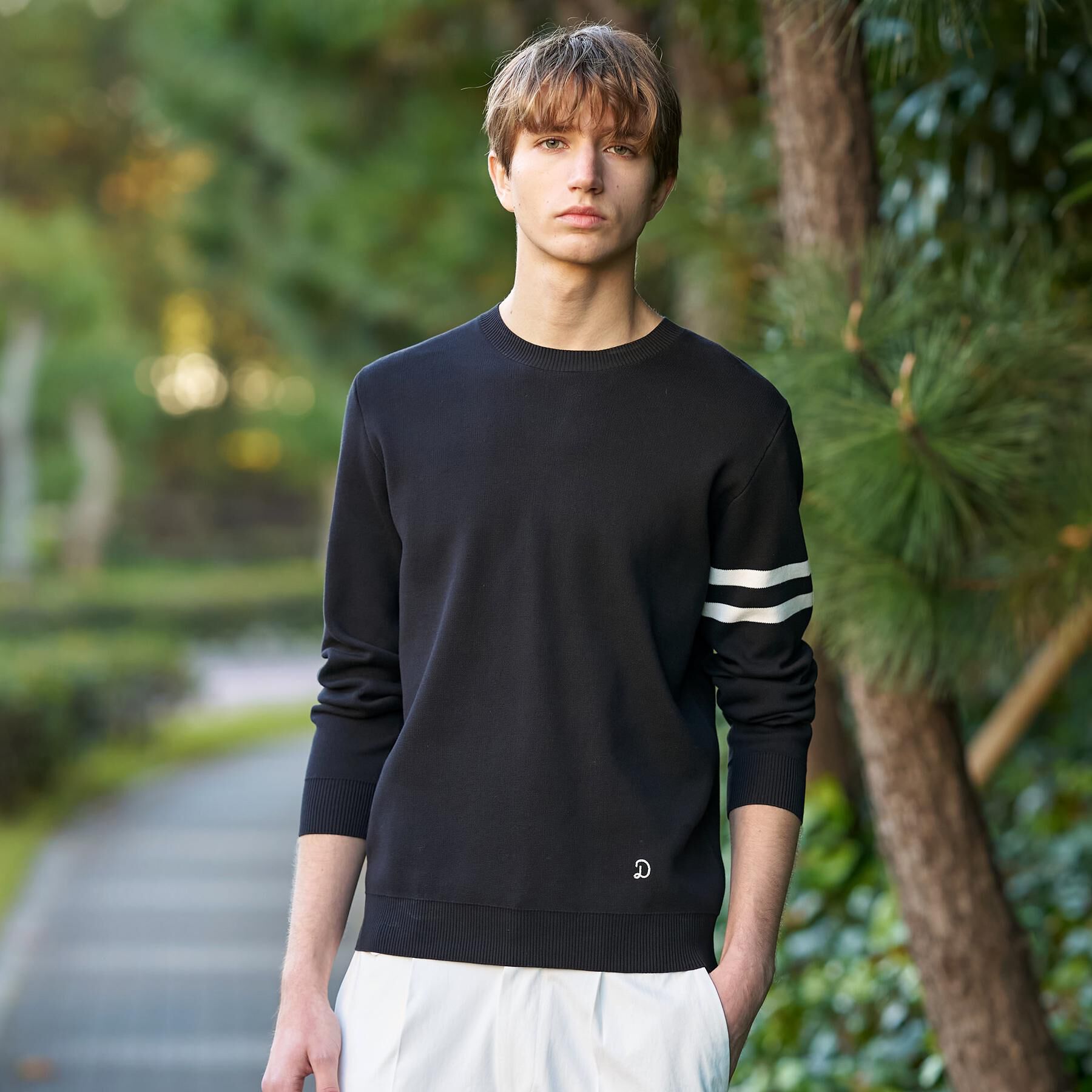 DRESSTERIOR「【ウォッシャブル】コットンスムース アームラインクルーネック」|ニット・セーター|