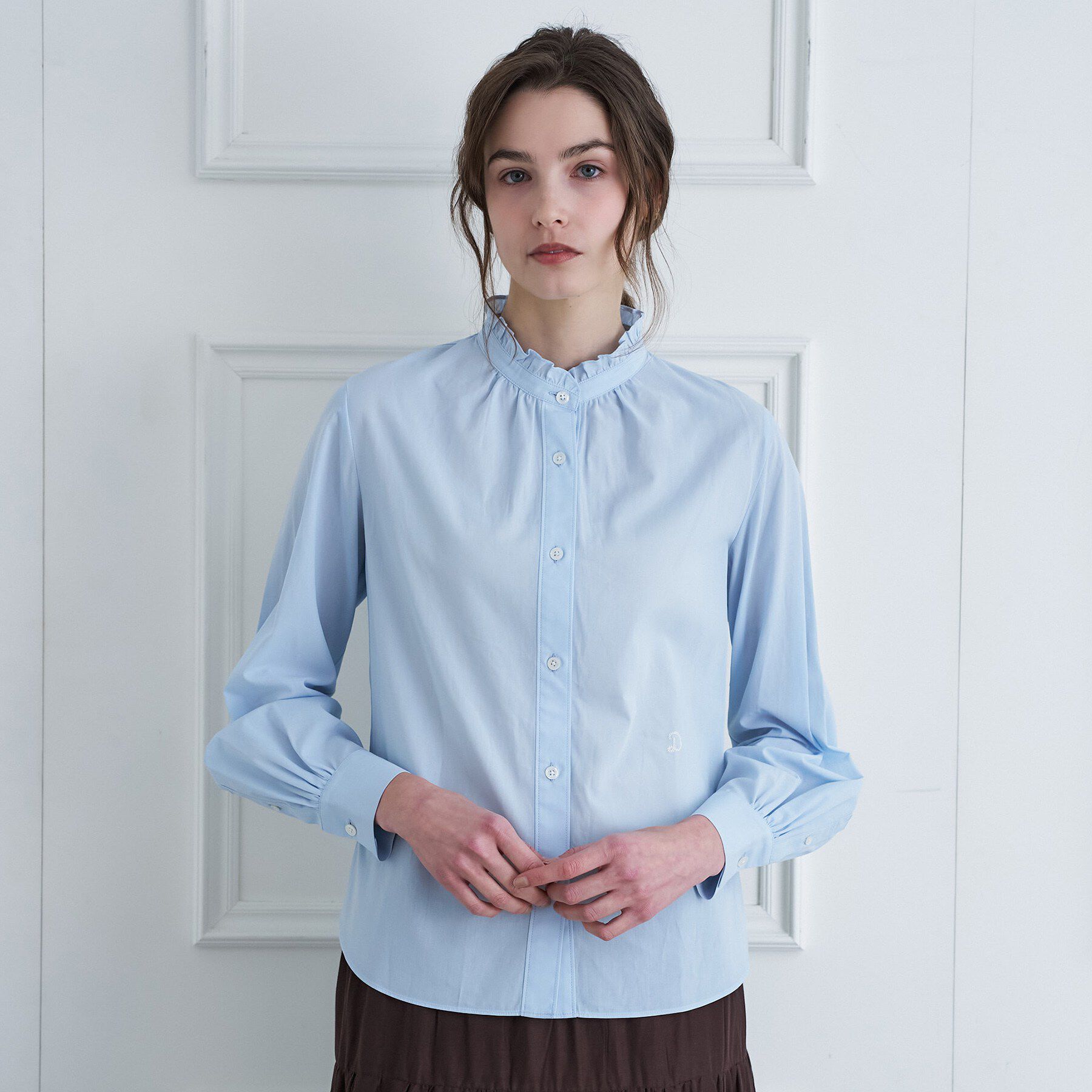 DRESSTERIOR「【ウォッシャブル/通勤】スタンドフリルネックブラウス」|シャツ・ブラウス|