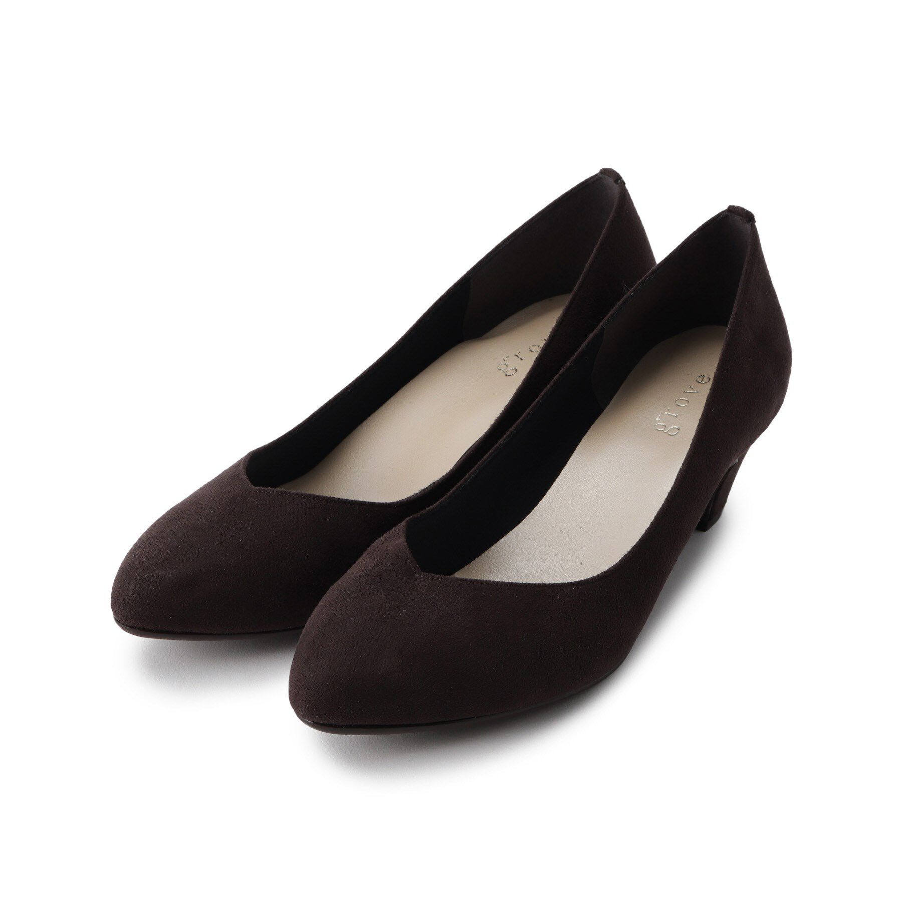 grove「【ふわっと心地よい足入れ】やわここち(R)Vカットパンプス」|パンプス|ﾀﾞｰｸﾌﾞﾗｳﾝ(843)