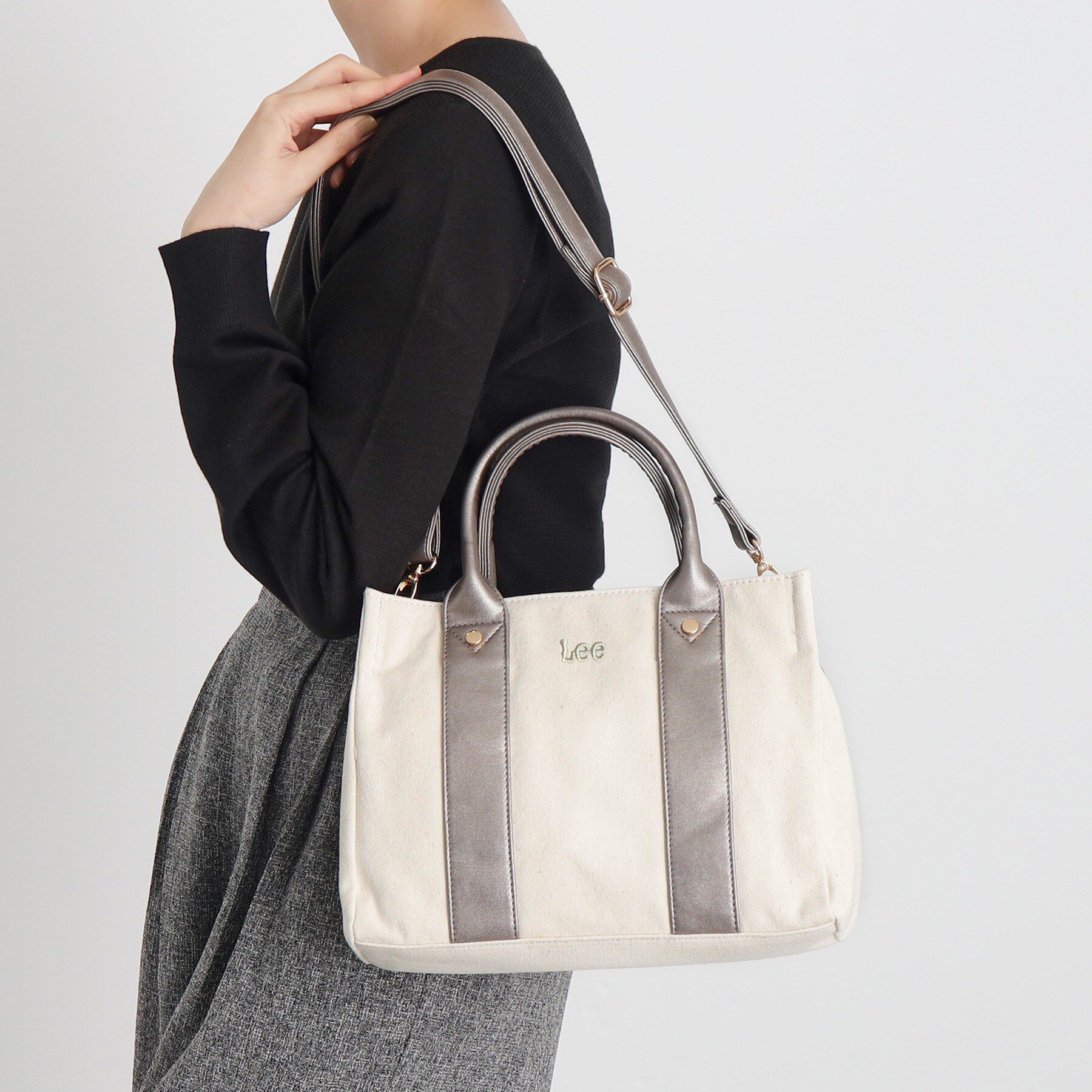 grove「【Lee別注】スクエアキャンバストート」|トートバッグ|ﾌﾞﾗｯｸｼﾙﾊﾞｰ(009)