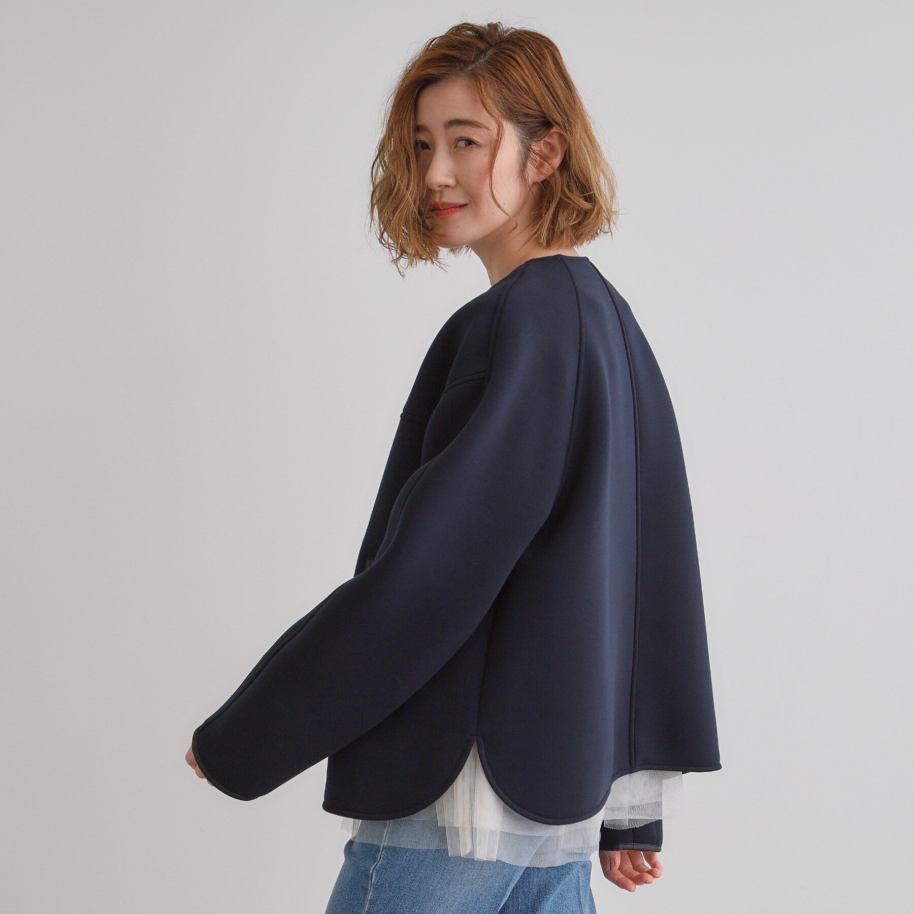 grove「ダンボールジャージパイピングブルゾン」|ブルゾン・スタジャン|