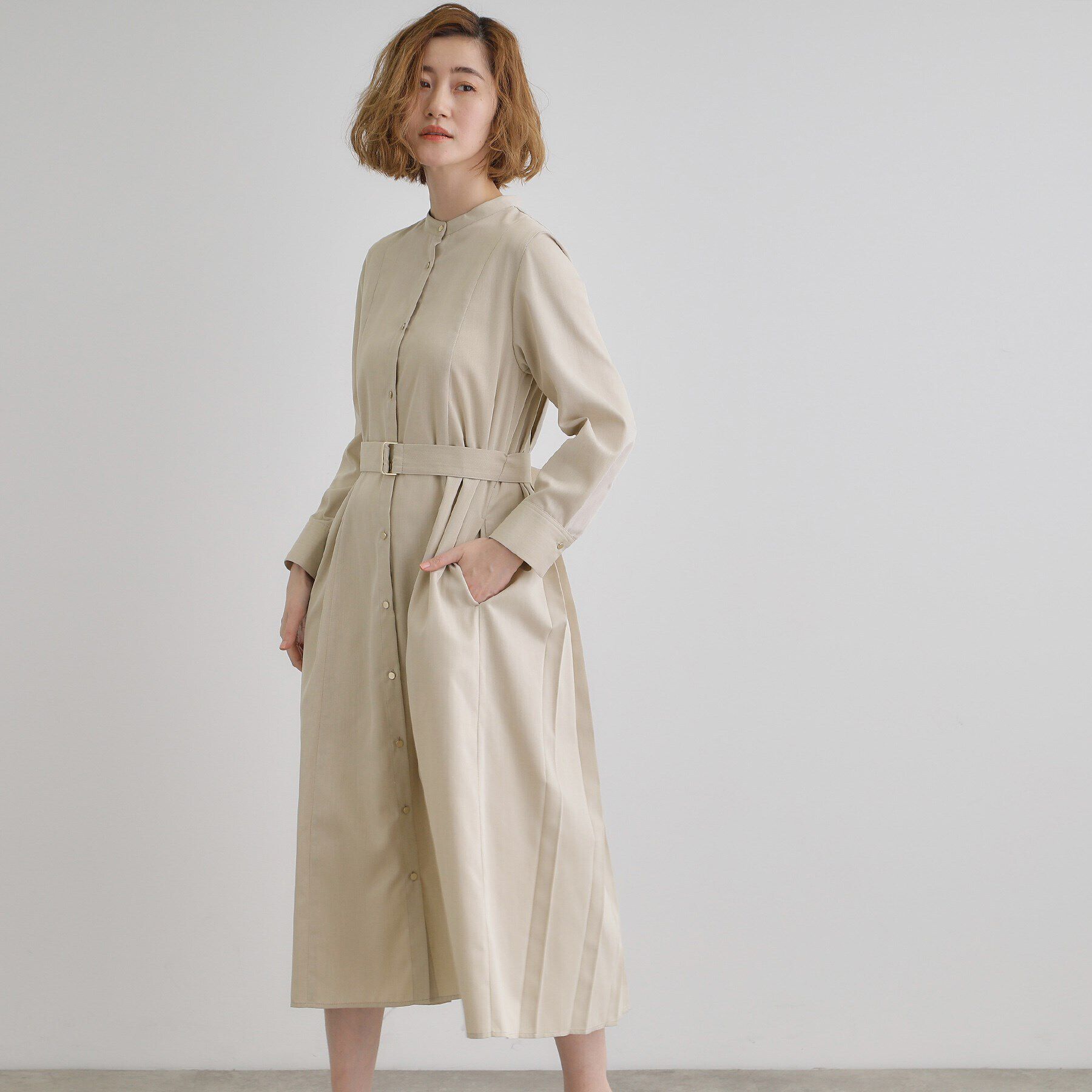 grove「バックプリーツシャツワンピース」|ワンピース|ライトベージュ(05