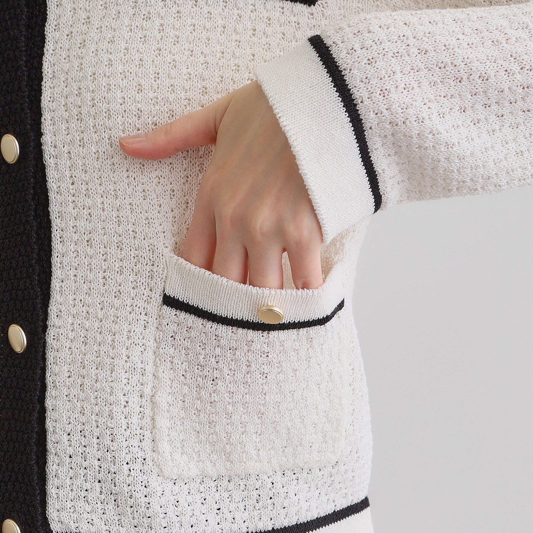 grove「バイカラーニットジャケット」|カーディガン|