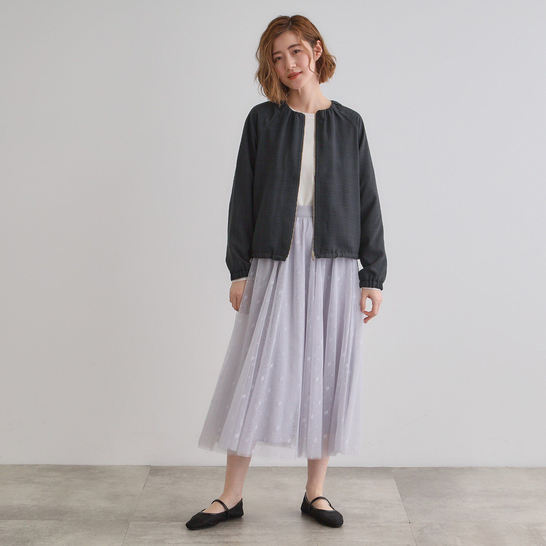 grove「軽やかに羽織る　リネンライクノーカラーブルゾン」|ブルゾン・スタジャン|