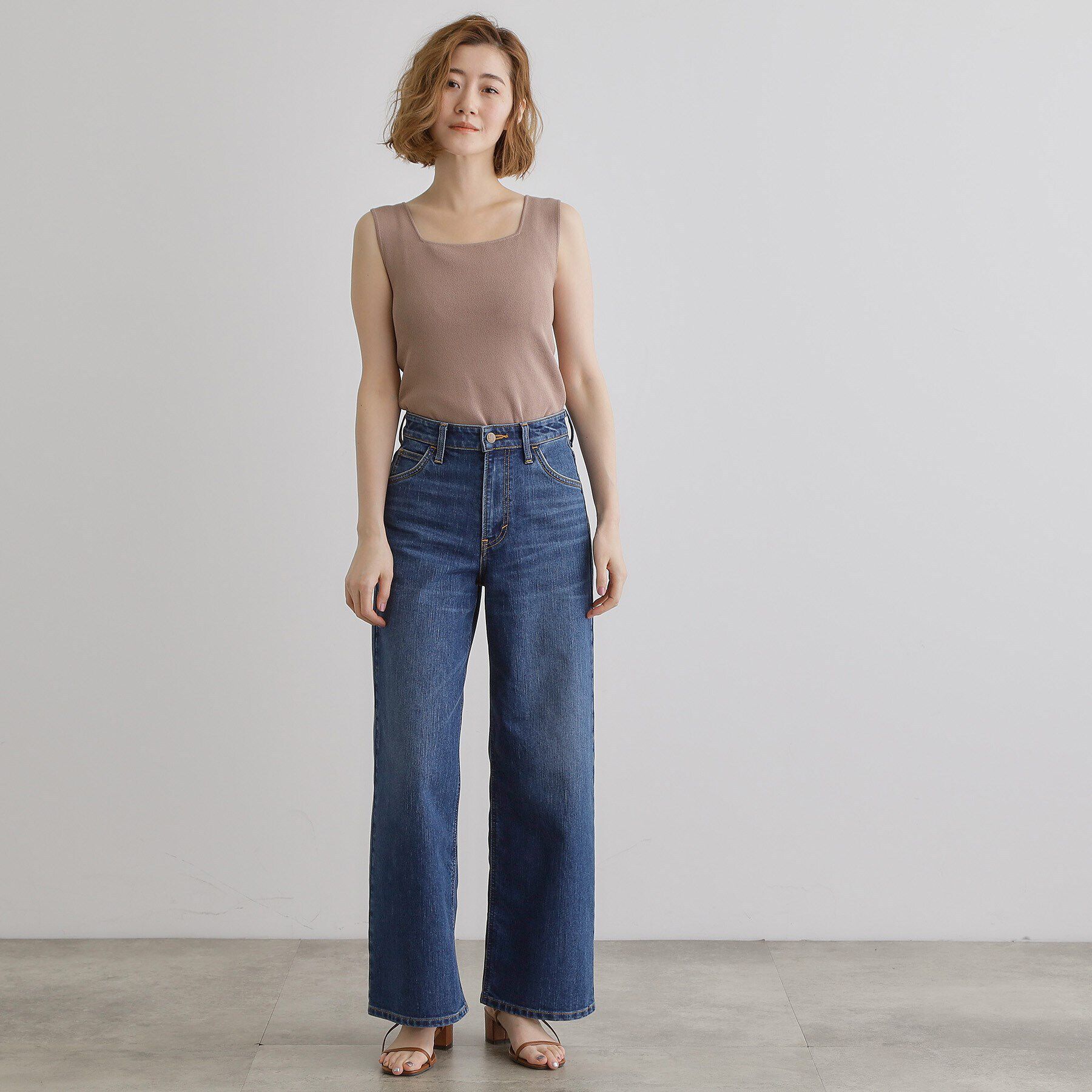 grove「【ラフにもキレイにも、着回し力◎】2WAYスクエアニットタンク」|キャミソール|