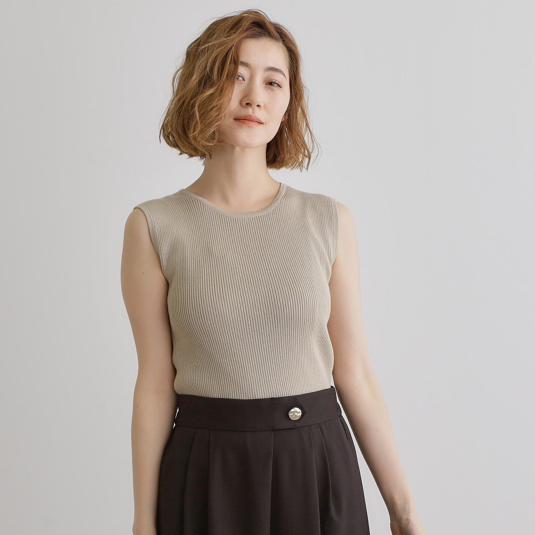 grove「さりげないラメで毎日のコーデにアクセントを リブラメニットタンク」|キャミソール|