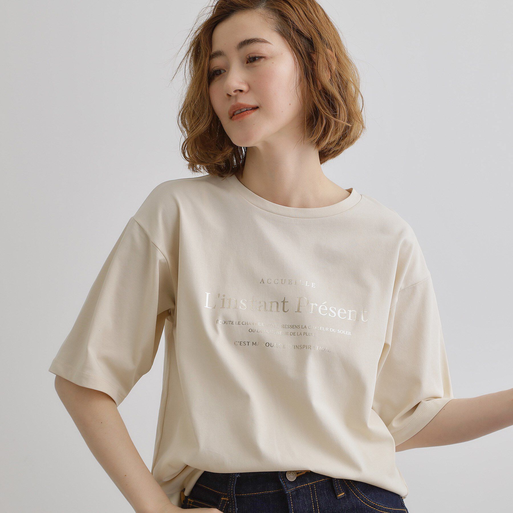 grove「五分袖ロゴプリントTシャツ」|Tシャツ・カットソー|