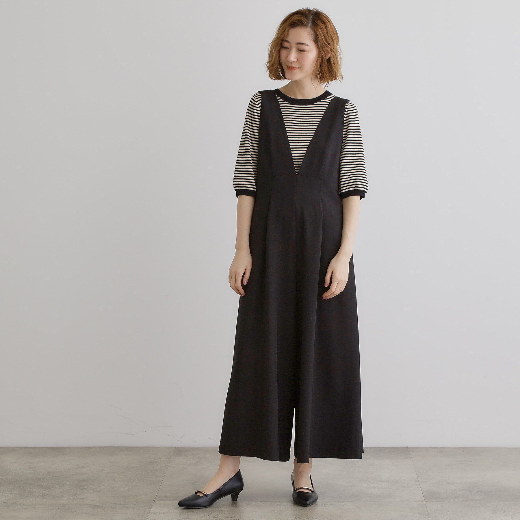 grove「ラメストライプサロペット」|オールインワン|
