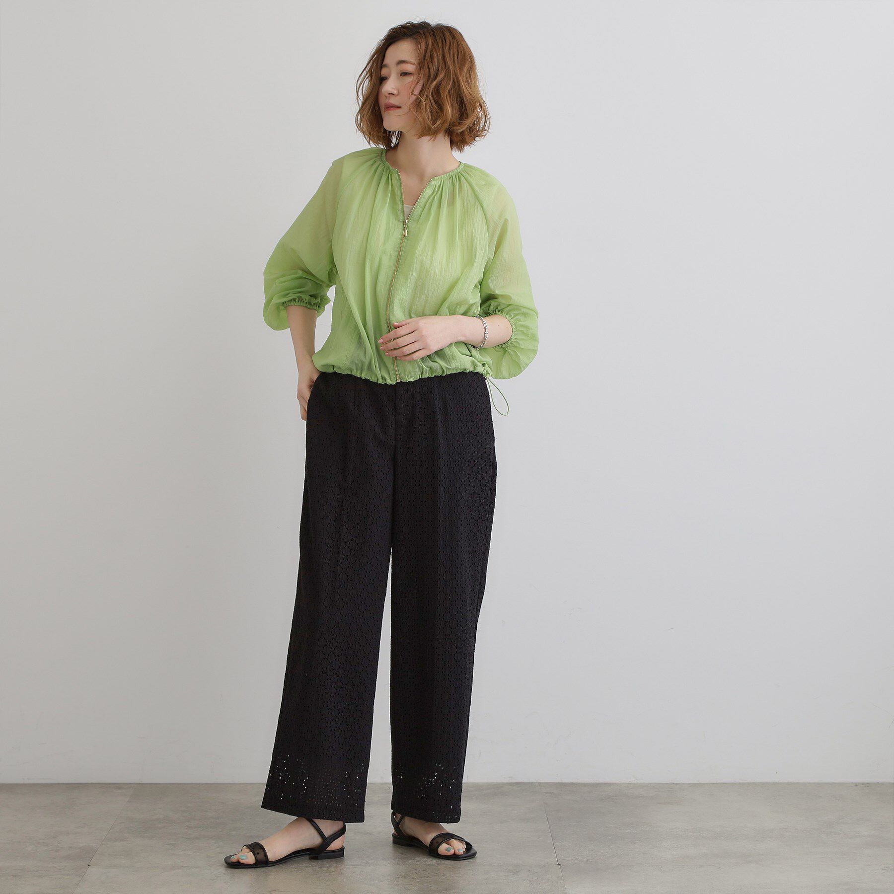 grove「【洗える】シアーナイロンギャザーブルゾン」|ブルゾン・スタジャン|