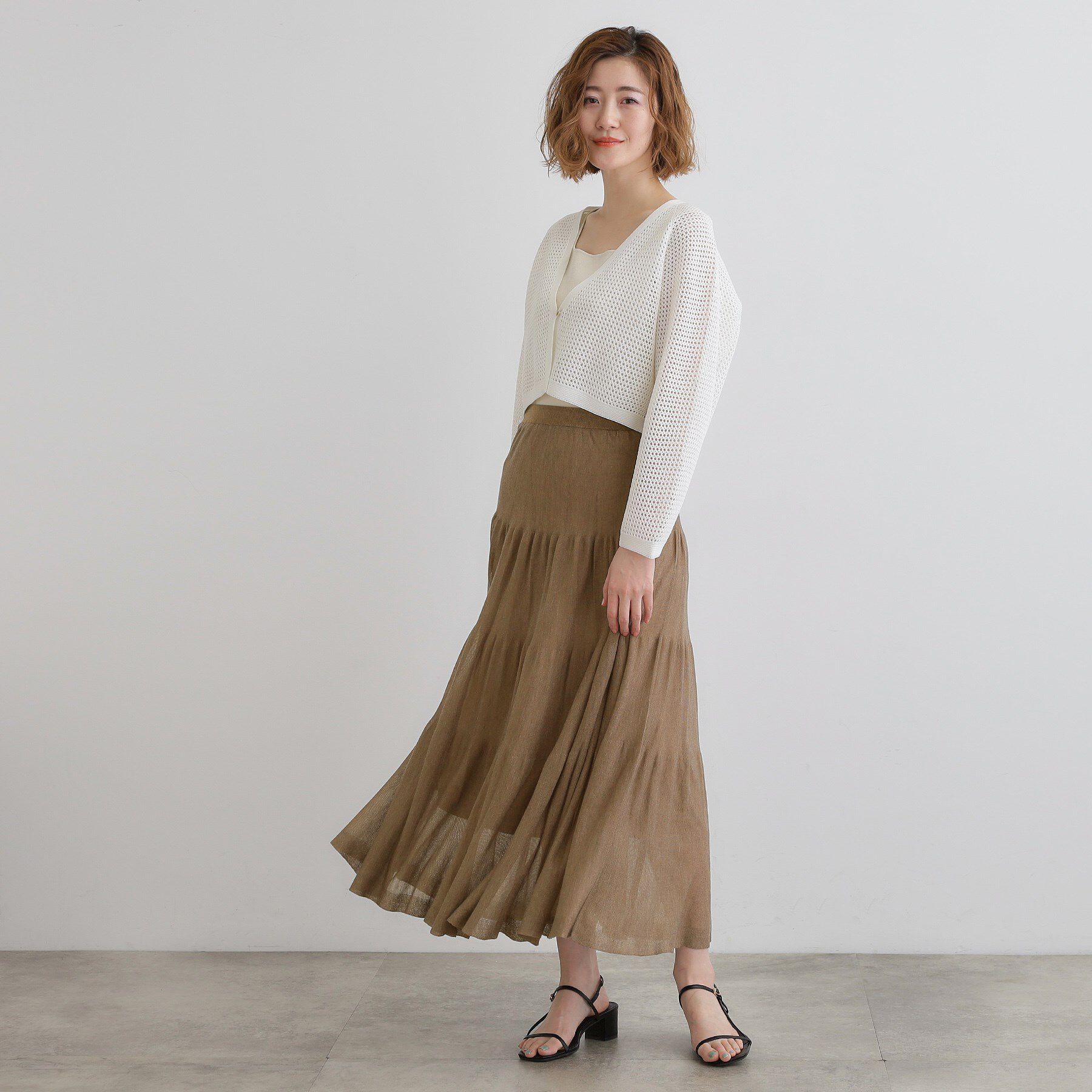 grove「夏の華やぎティアードニットシアースカート」|スカート|