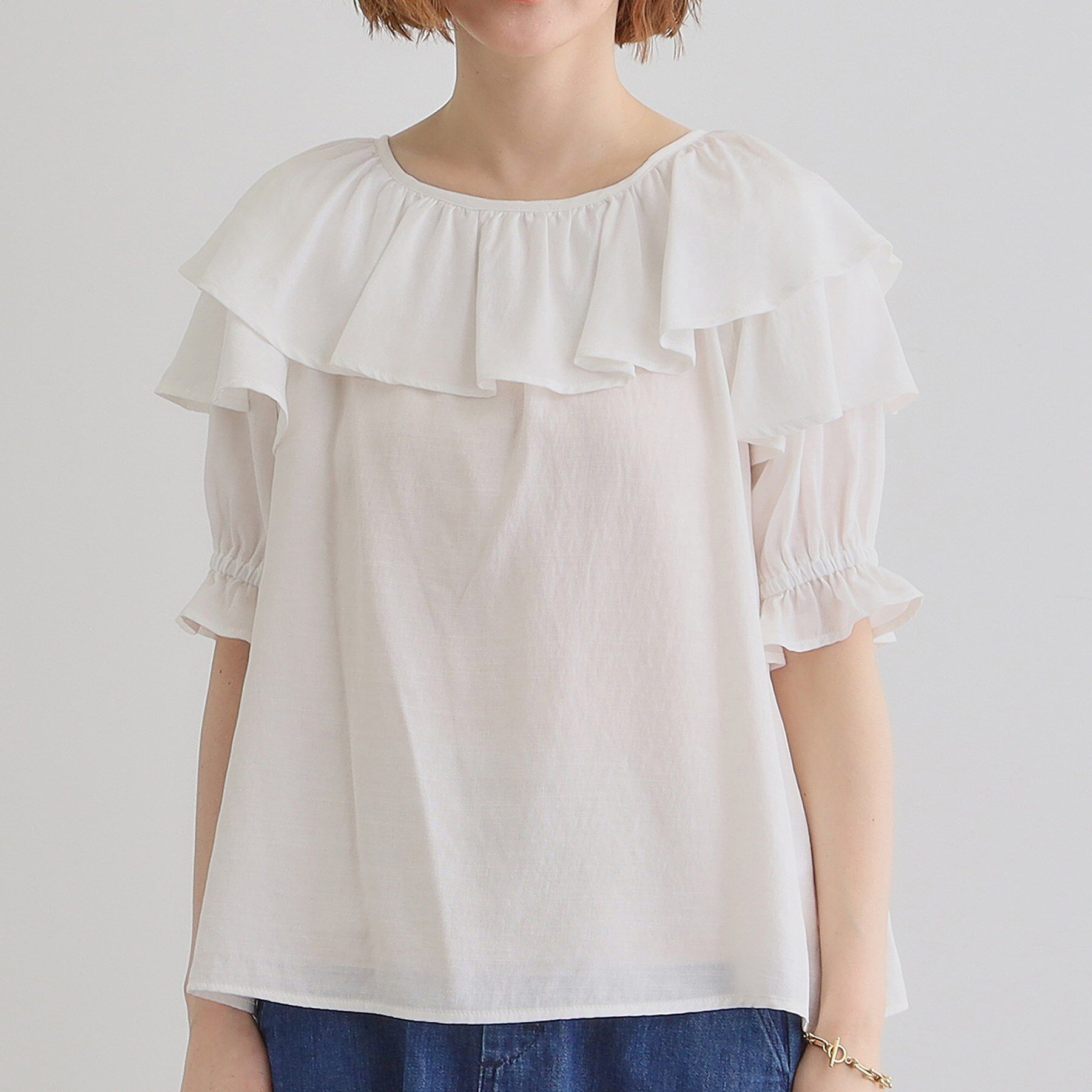 grove「麻調ダブルフリルブラウス」|シャツ・ブラウス|