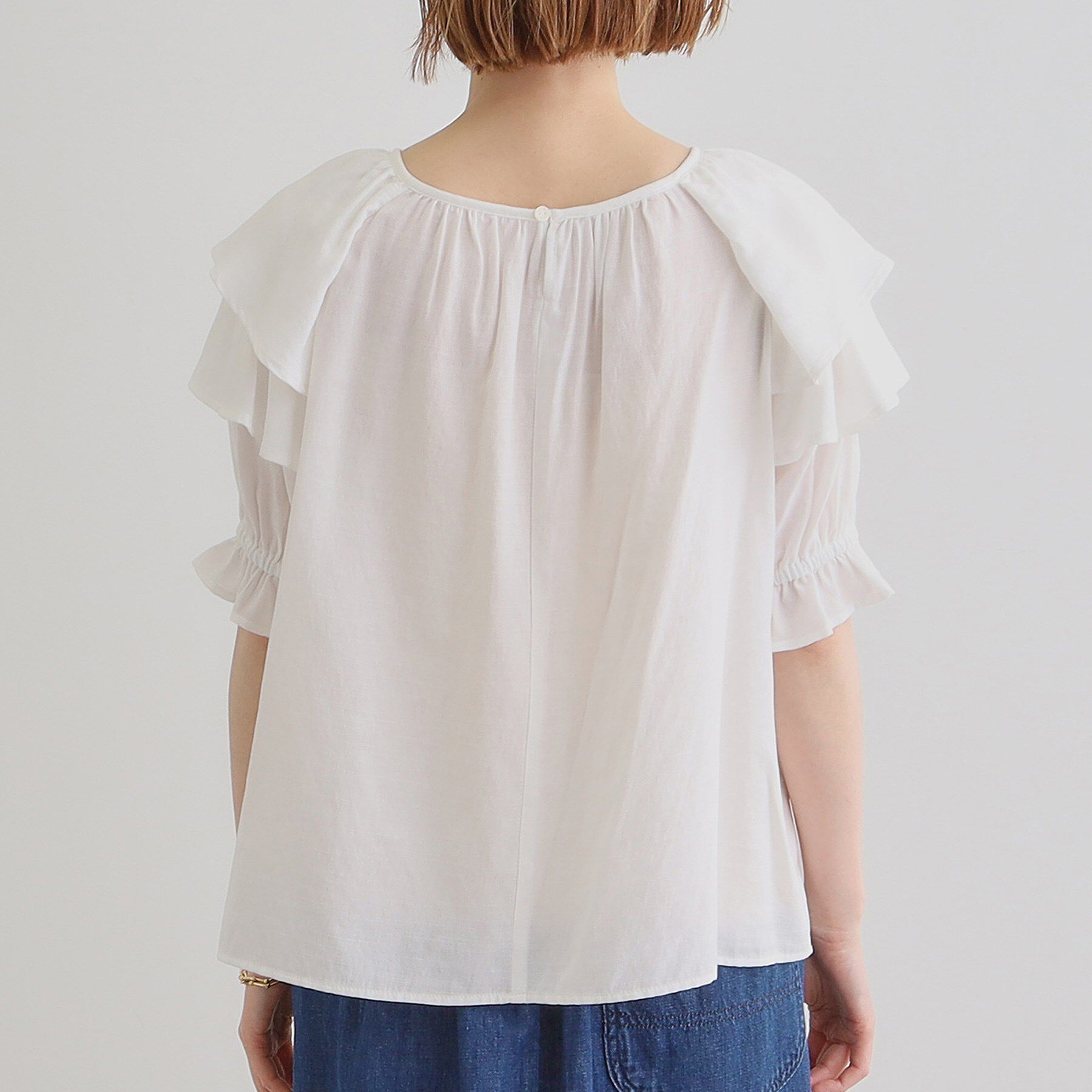 grove「麻調ダブルフリルブラウス」|シャツ・ブラウス|