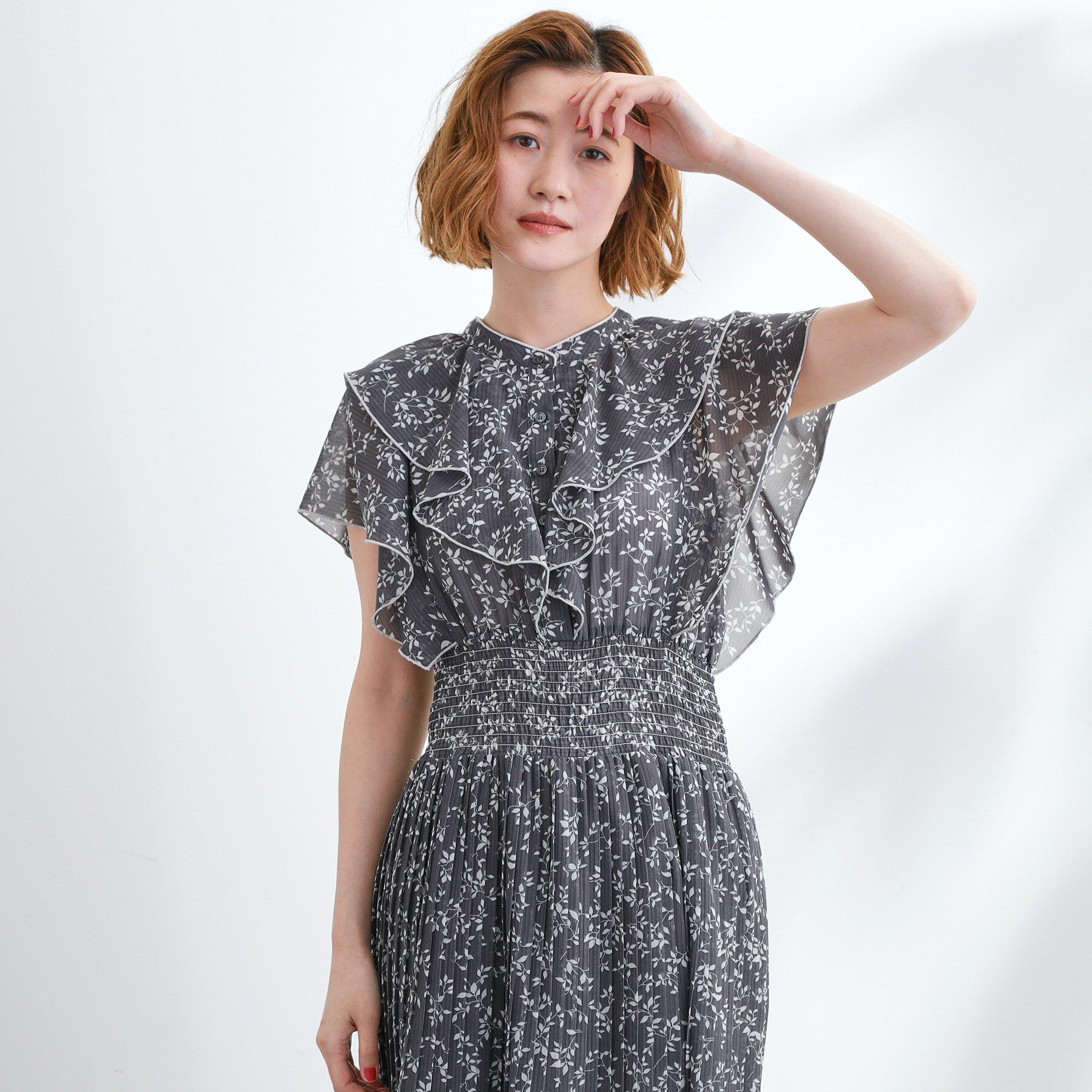 grove「夏の主役シフォンプリントプリーツワンピース」|ワンピース|