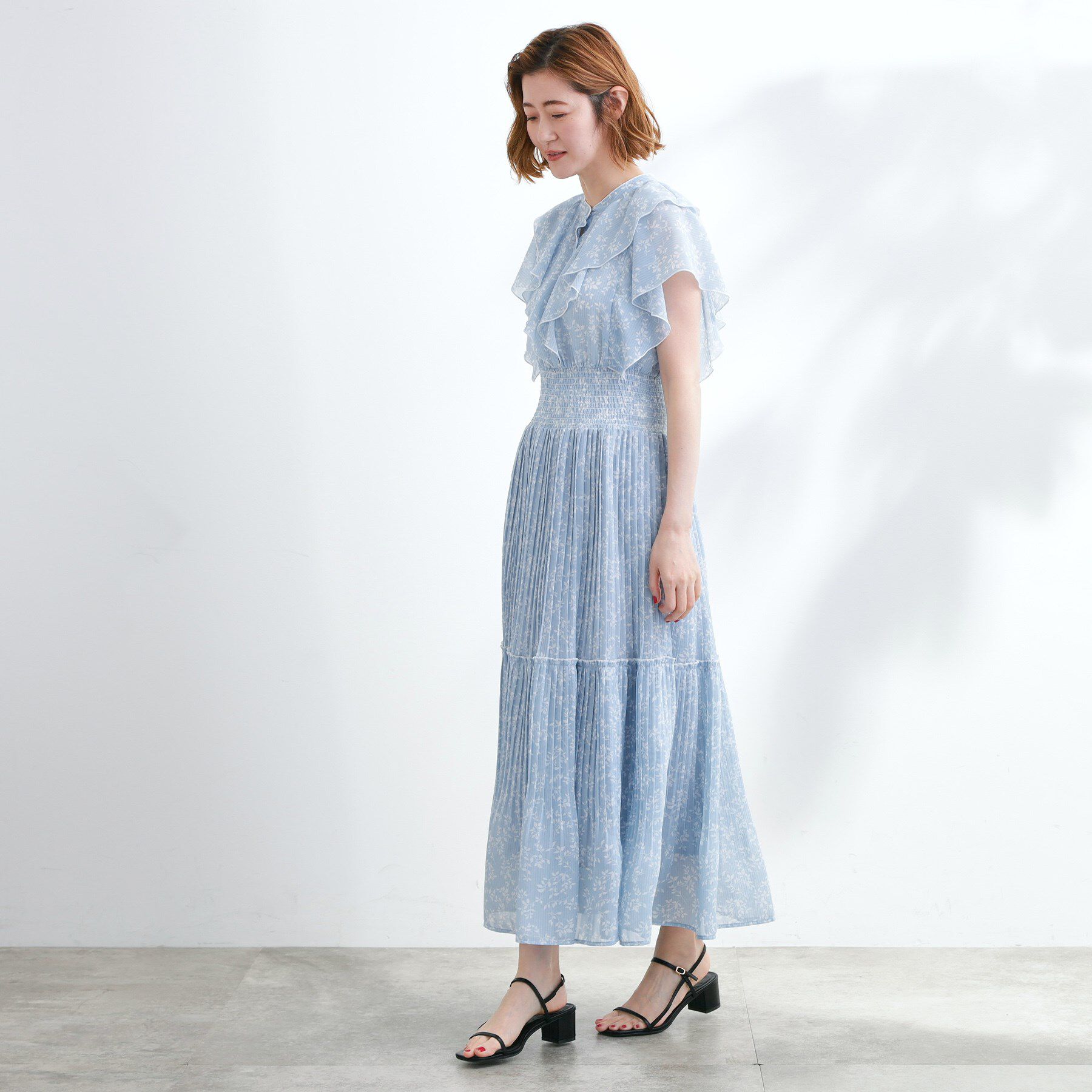 grove「夏の主役シフォンプリントプリーツワンピース」|ワンピース|