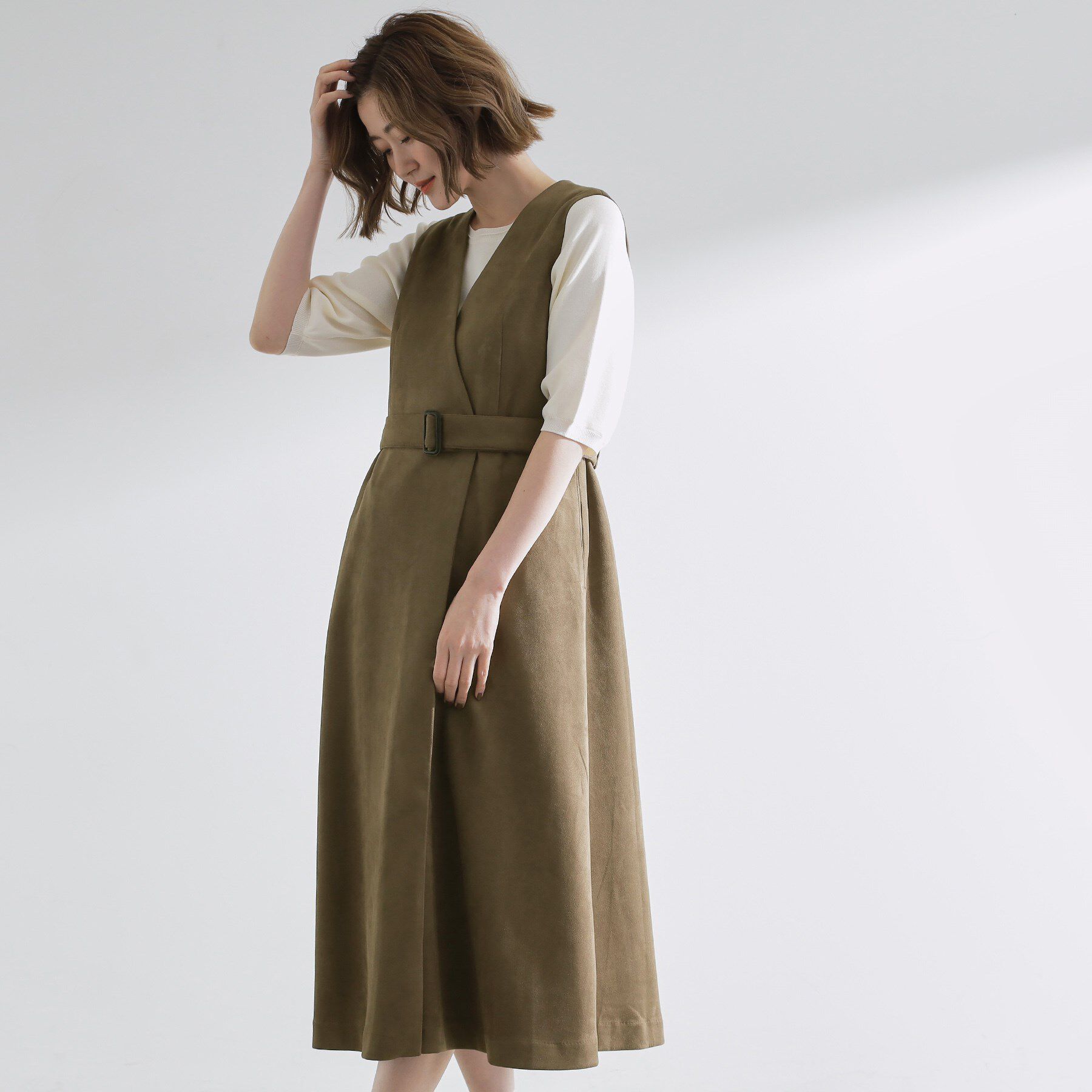 grove「【2WAY】スウェード調ジレワンピース」|ワンピース|