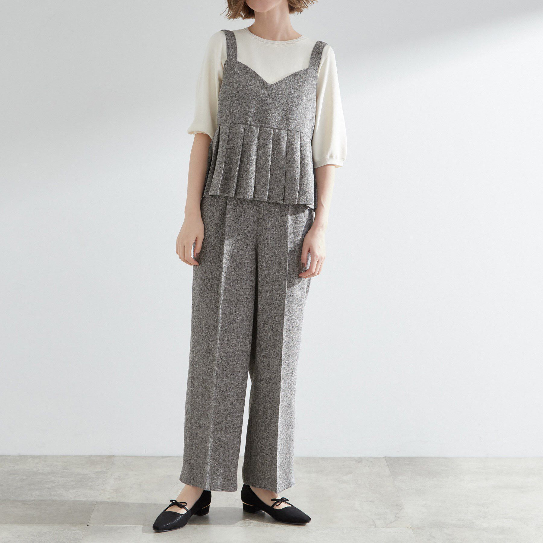 grove「【2点SET/体型カバー】夏から秋まで着まわせる！プリーツビスチェセットアップ」|スーツ|