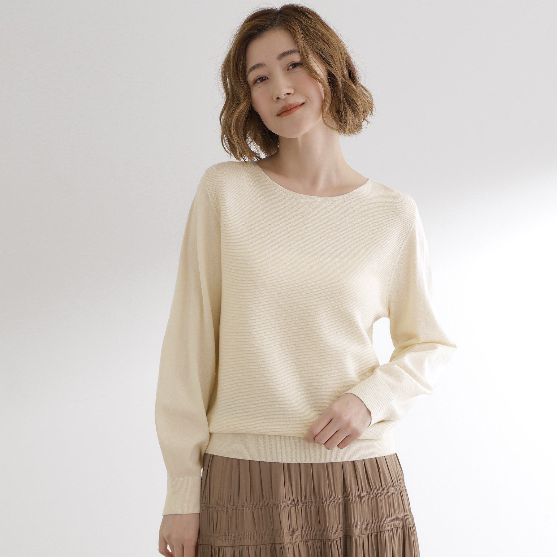 grove「【最終お値下げ！】ガーターボートネックプルオーバー【洗える/毛玉軽減】」|ニット・セーター|オフホワイト(003