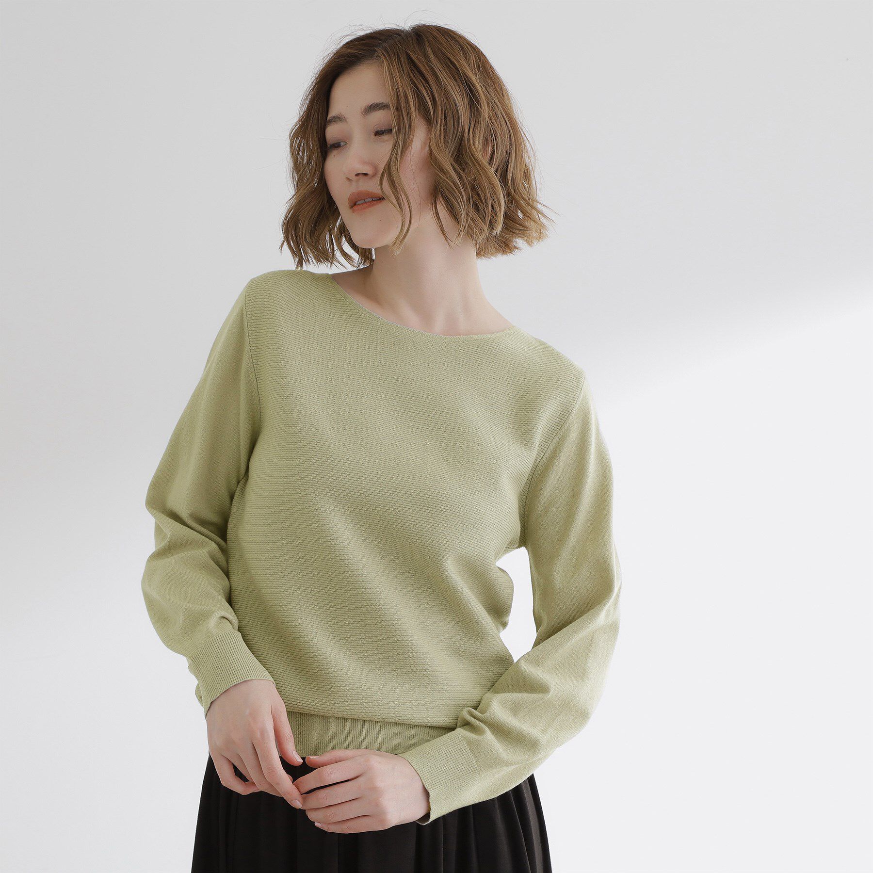 grove「【最終お値下げ！】ガーターボートネックプルオーバー【洗える/毛玉軽減】」|ニット・セーター|ミントグリーン(02