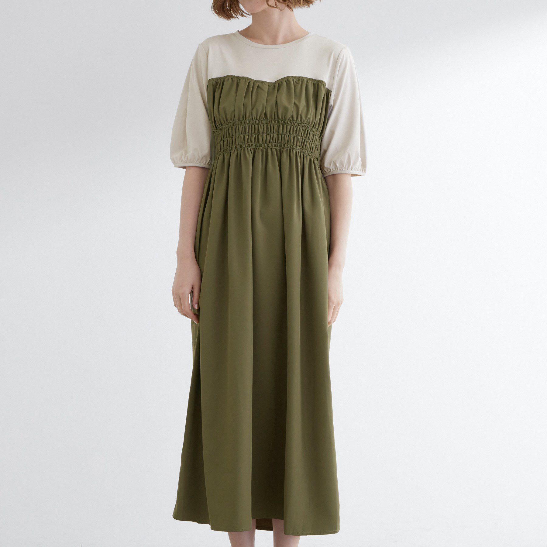 grove「【洗える/二の腕カバー】一枚で映える！ビスチェドッキングワンピース」|ワンピース|