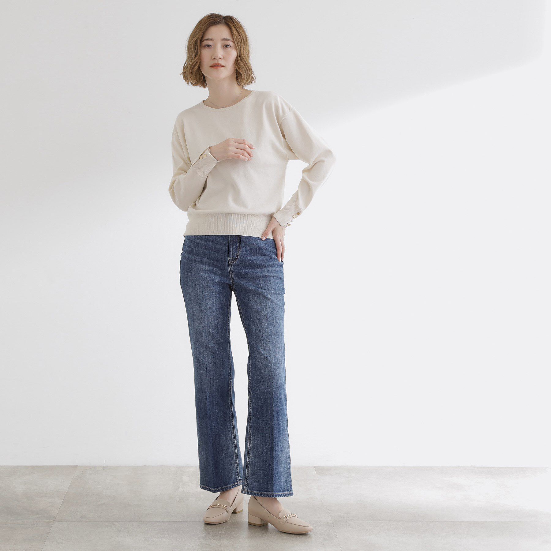 grove「【美シルエット/選べる着丈】大人のためのソフトフレアーデニム」|デニム|