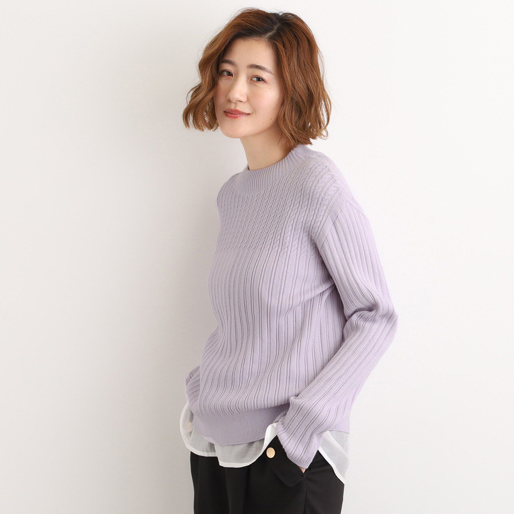 grove「【毛玉軽減／洗える】ミニケーブルニット」|ニット・セーター|